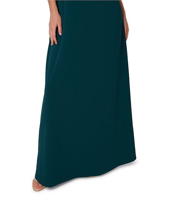 Adrianna Papell Crepe Beaded V-Neck Elbow Sleeve Mermaid Gown Product Image