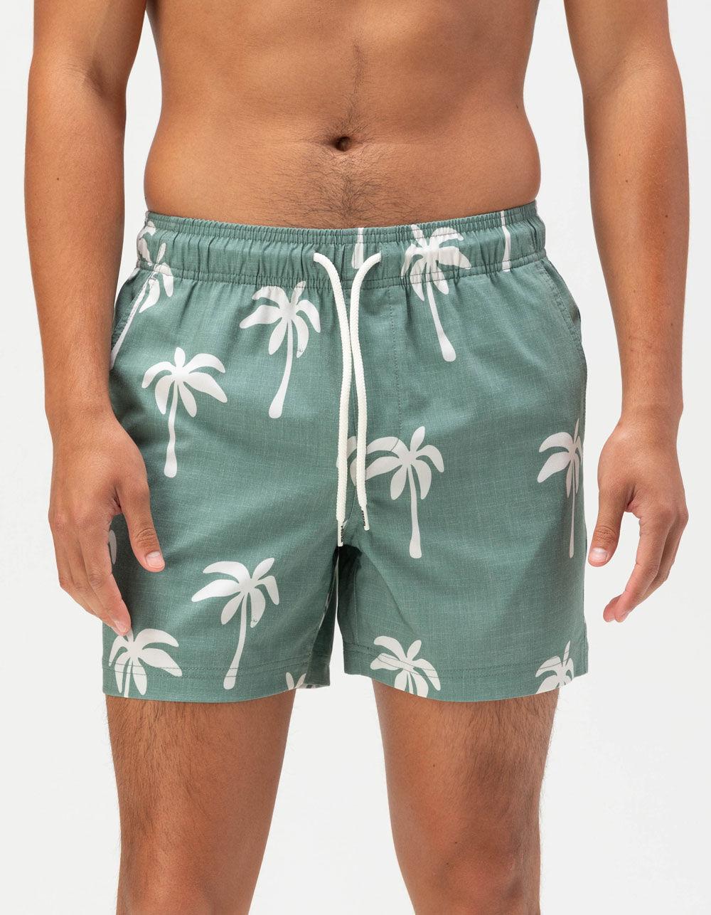 RSQ Mens Big Palms Swim Shorts - DK GREEN Product Image