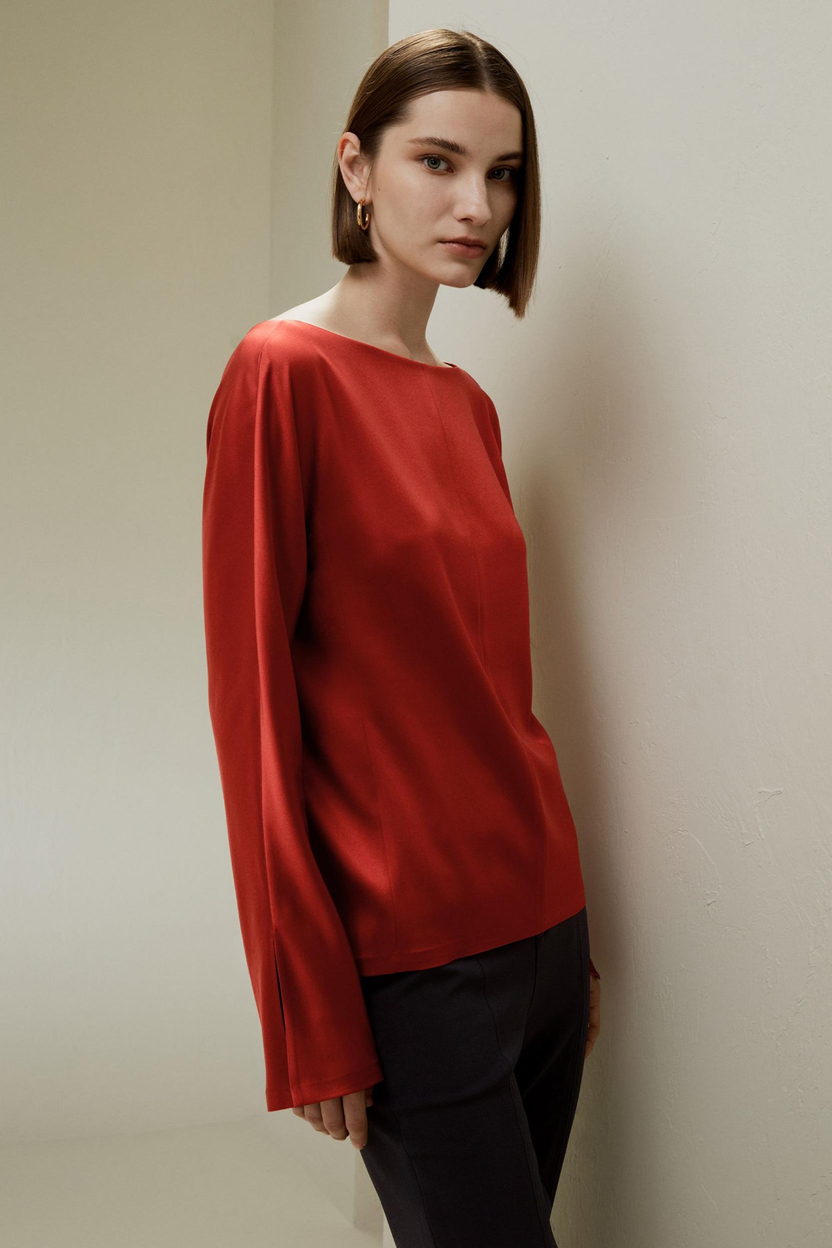 Minimalist Shiny Silk Top Product Image