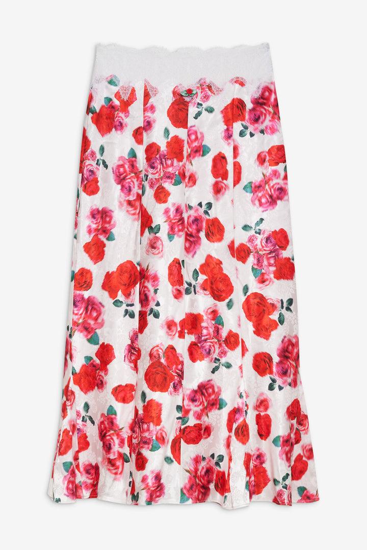 Carol Midi Slip Skirt — Red Product Image