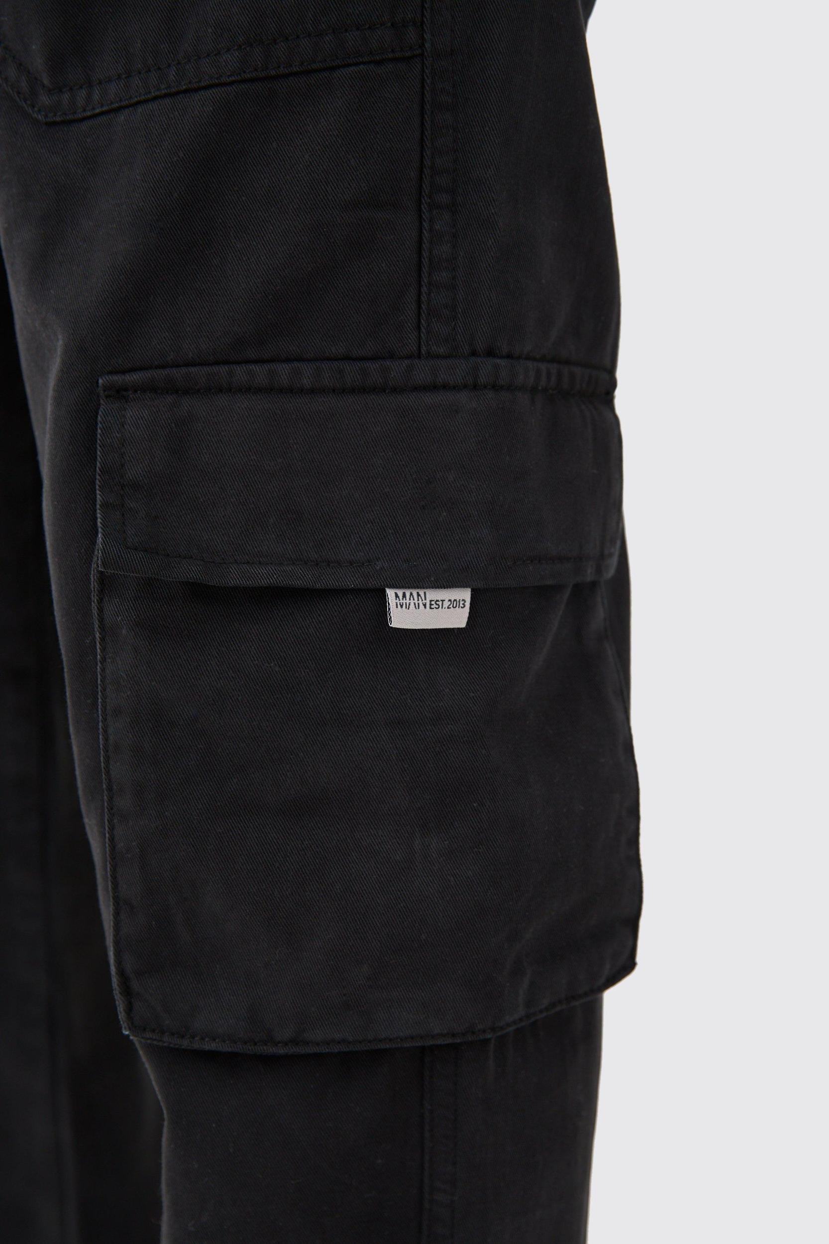 Elasticated Waist Slim Fit Branded Cargo Sweatpants | boohooMAN USA Product Image