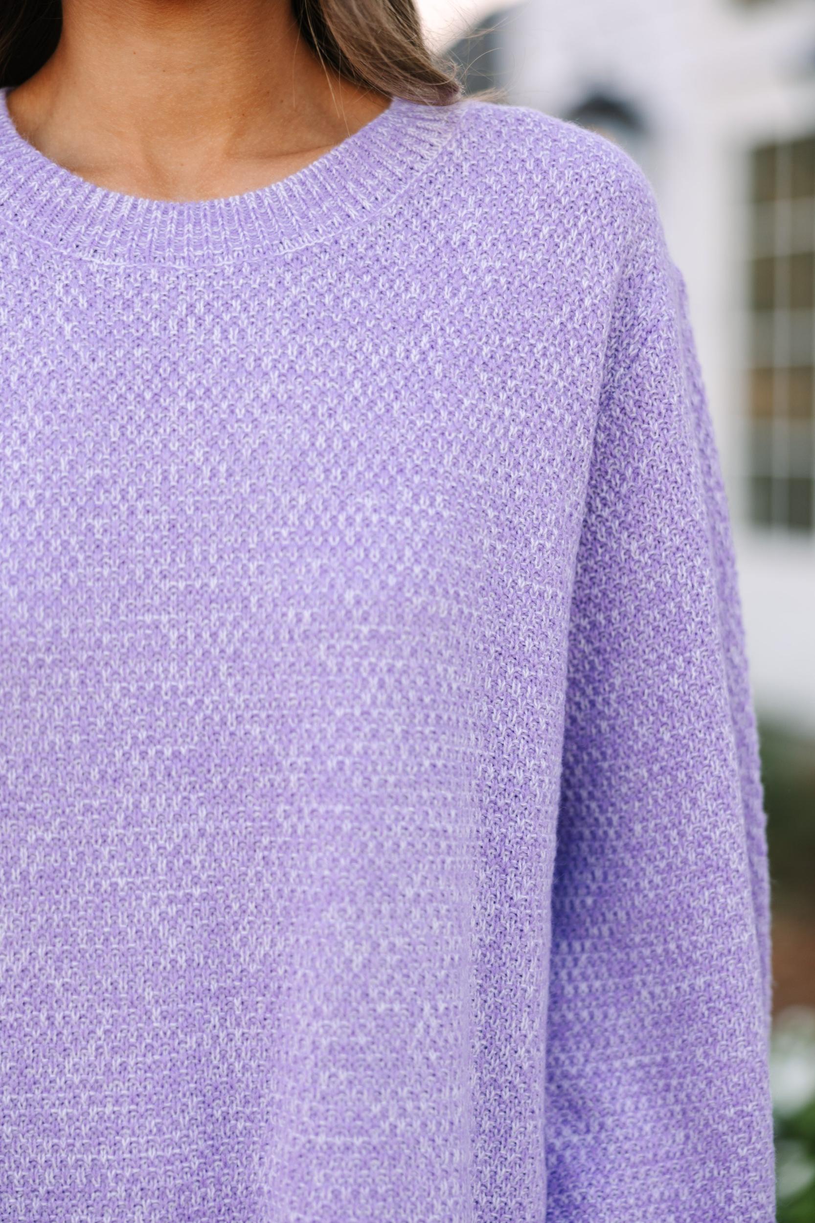 The Slouchy Lavender Purple Bubble Sleeve Sweater Female Product Image