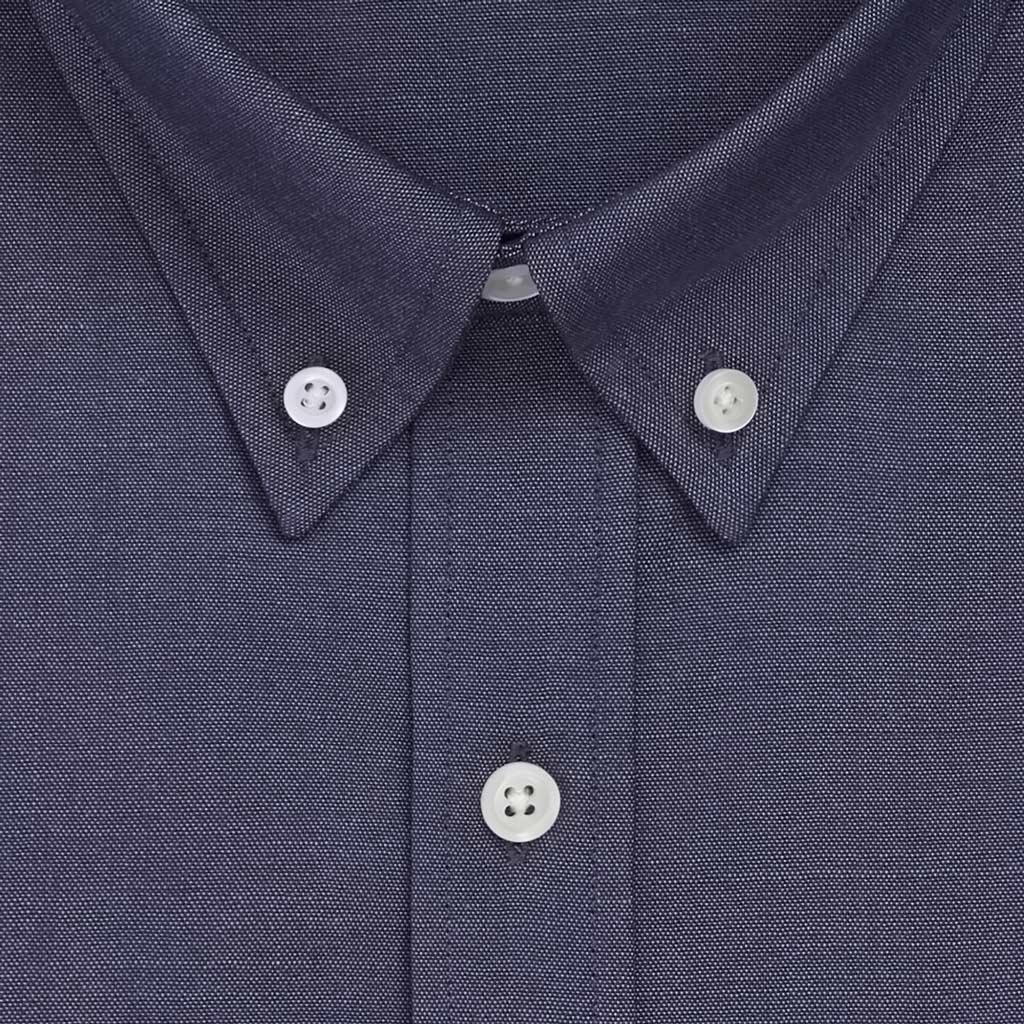 Merino Wool Button-Down Shirt | Dark Blue Oxford 210 Product Image