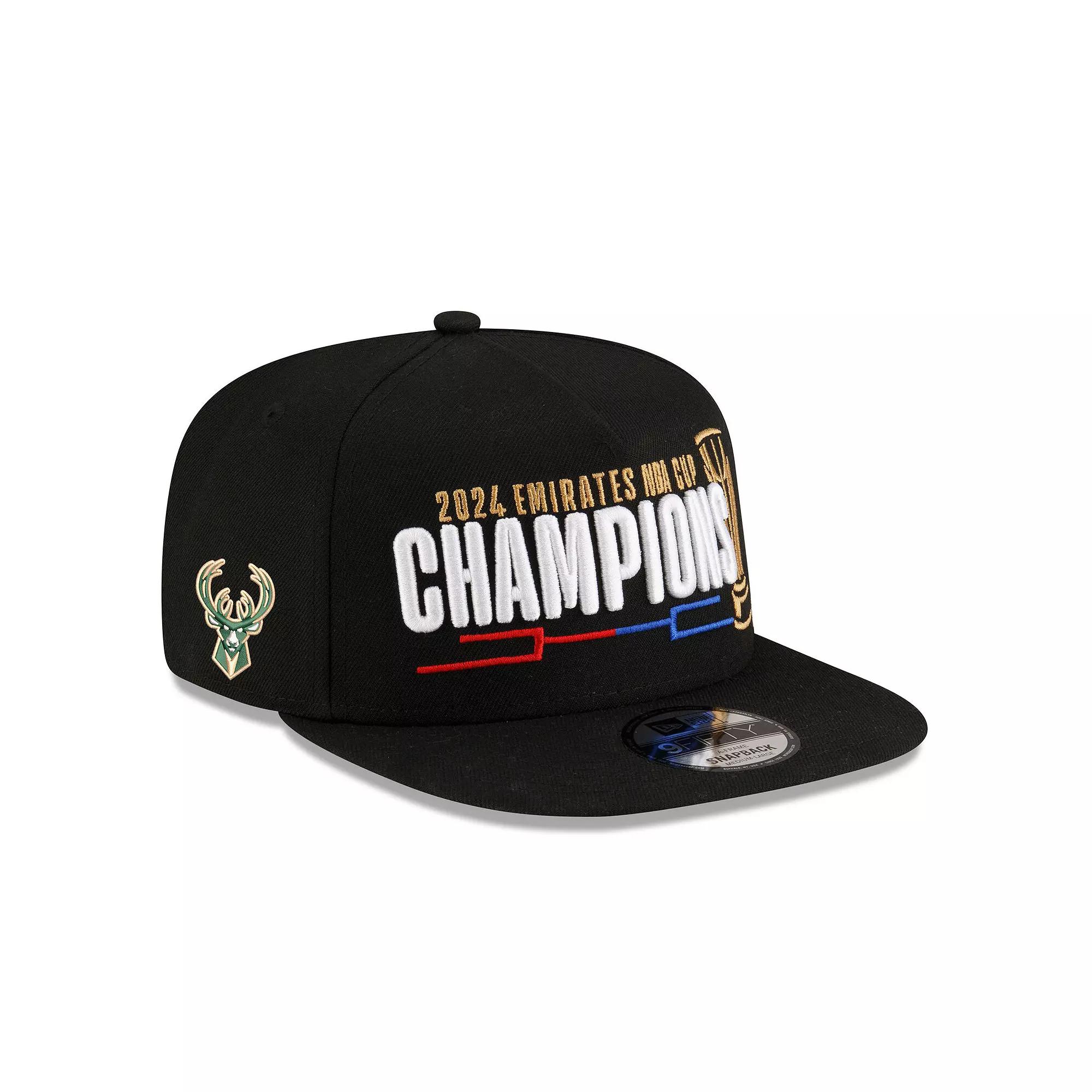 Men's New Era Black Milwaukee Bucks 2024 NBA Cup Champions Locker Room 9FIFTY Snapback Adjustable Hat Product Image