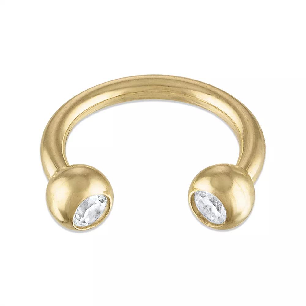 Amella Jewels 10k Gold Cubic Zirconia Cubic Zirconia Barbell Septum Nose Ring, Women's, Yellow Product Image