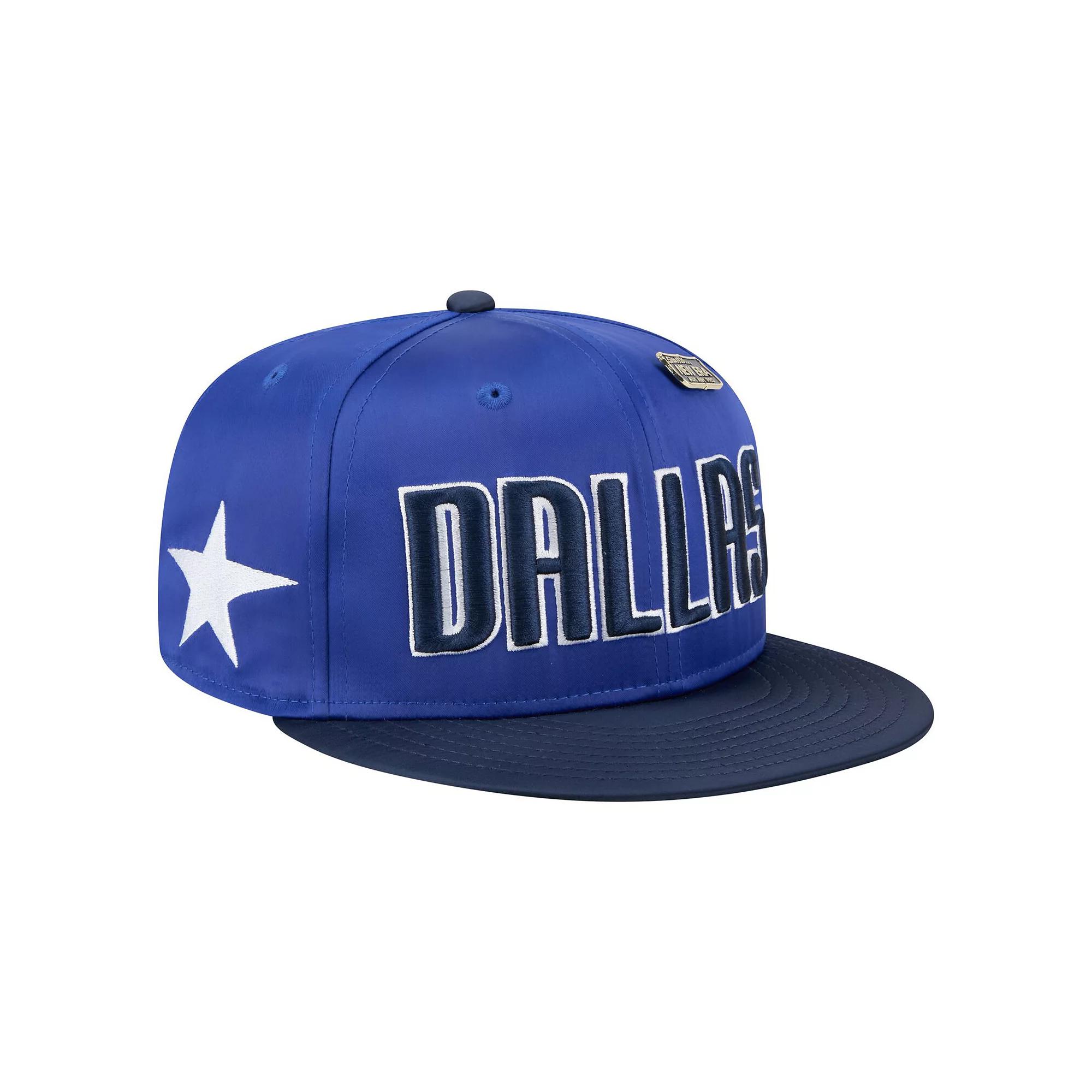 Men's New Era  Blue/Navy Dallas Mavericks Throwback Satin Vintage Pin Two-Tone 59FIFTY Fitted Hat, Size: 7 1/2 Product Image