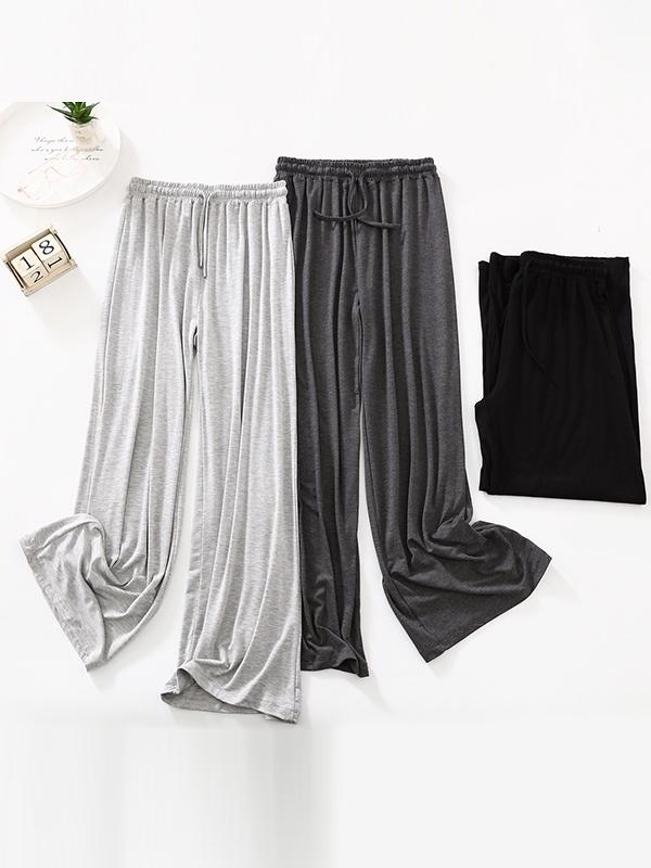 High Waisted Loose Drawstring Elasticity Solid Color Casual Pants Bottoms Trousers Product Image
