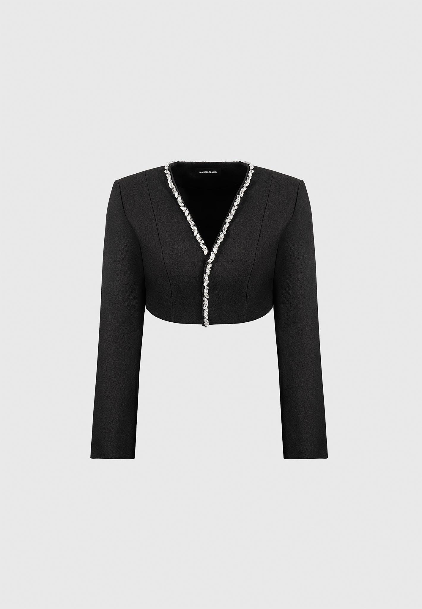 Embellished Cropped Blazer - Black Female Product Image