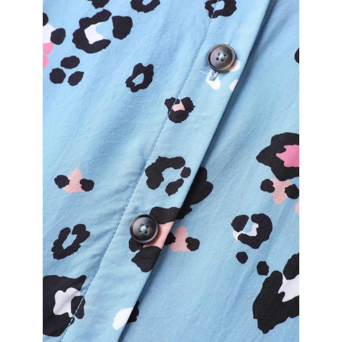 Plus Size Floral Print Collar Belted Midi Dress Stone Women Shirt collar Short sleeve Curvy BloomChic 12/L Product Image