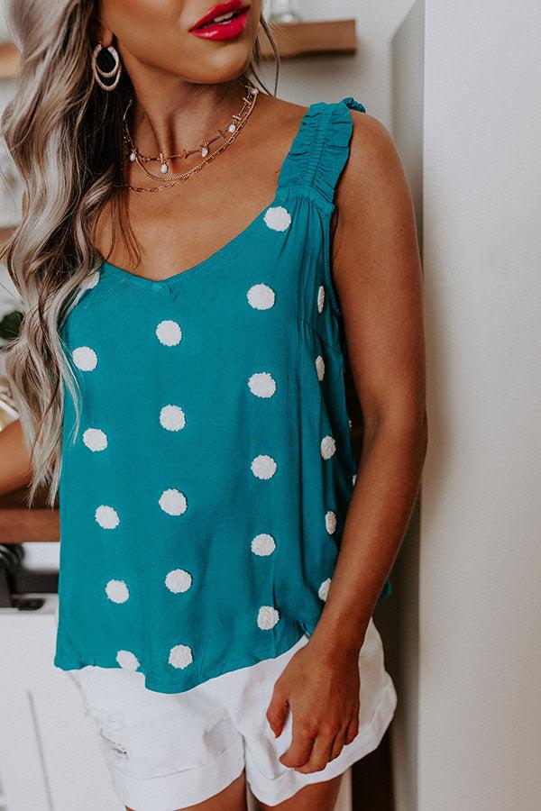 San Fran Frills Polka Dot Top In Teal Product Image