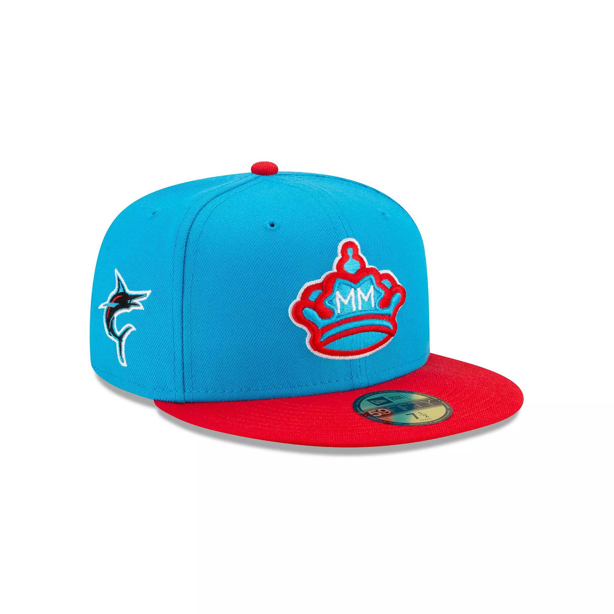 Men's New Era Blue/Red Miami Marlins 2021 City Connect 59FIFTY Fitted Hat,  Product Image