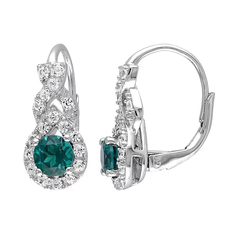 Stella Grace Lab-Created Emerald & Lab-Created White Sapphire Sterling Silver Twist Drop Earrings, Women's, Green Product Image