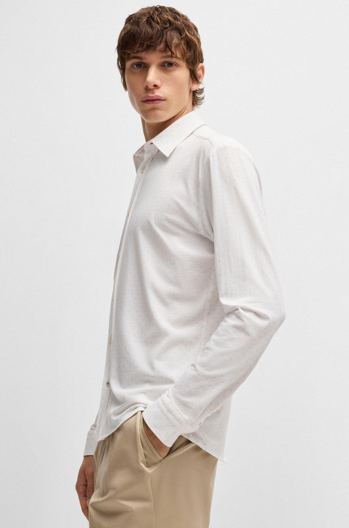 Slim-fit shirt in printed stretch-cotton jersey Product Image