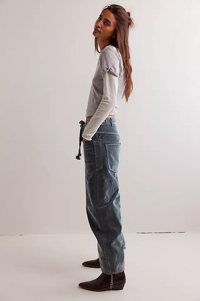 We The Free Moxie Flocked Pull-On Barrel Jeans Product Image