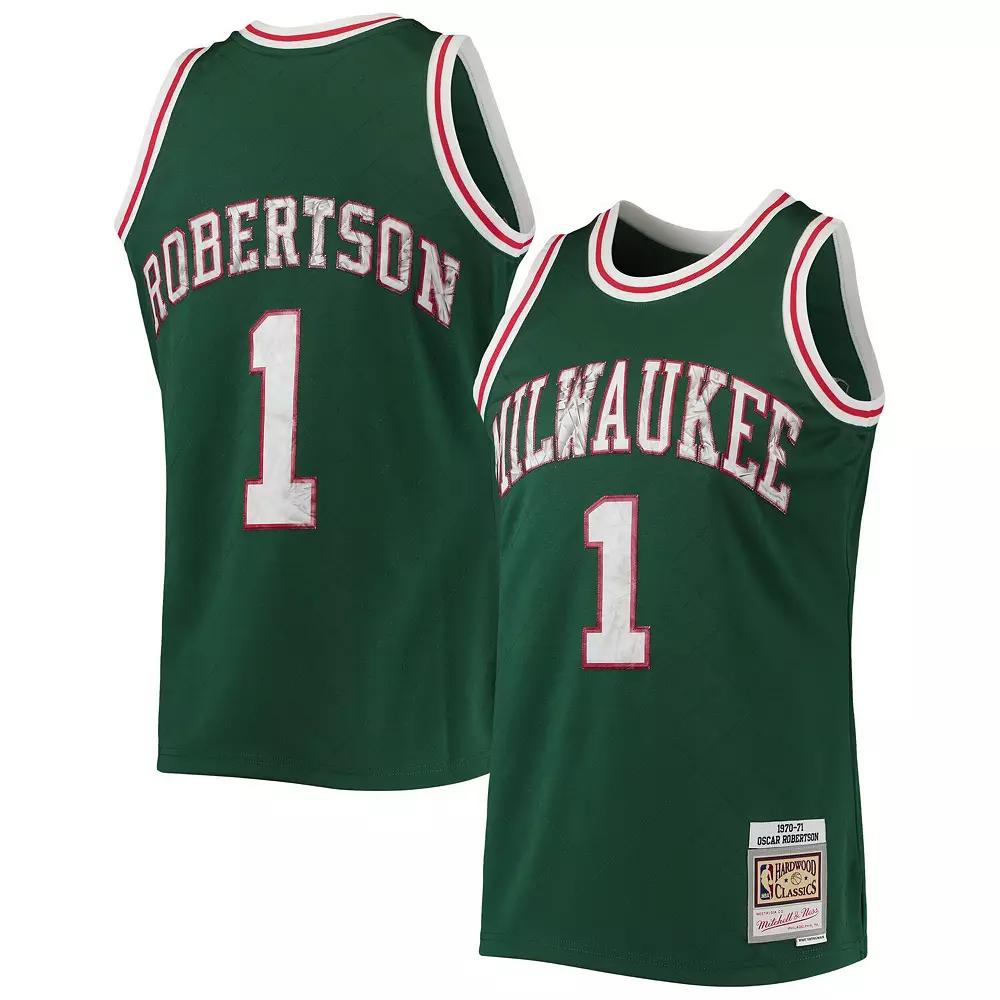 Men's Mitchell & Ness Oscar Robertson Green Milwaukee Bucks 1970-71 Hardwood Classics 75th Anniversary Diamond Swingman Jersey, Size: Large Product Image