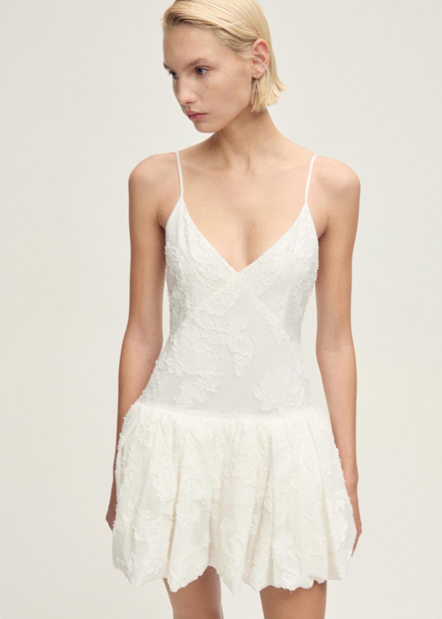 Textured balloon dress - Women | MANGO USA Product Image