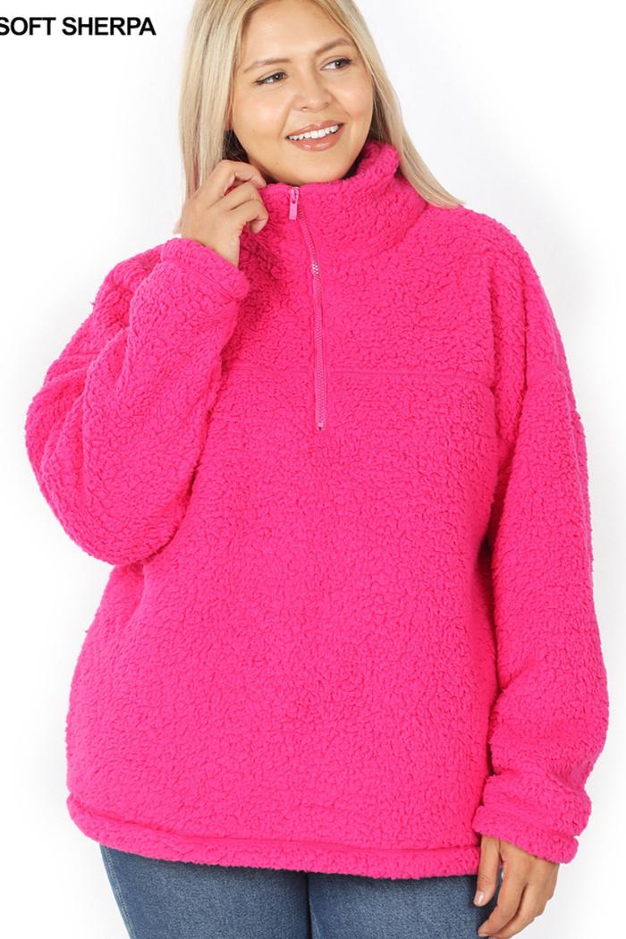 Soft Sherpa Half Zip Pullover With Side Pockets Product Image