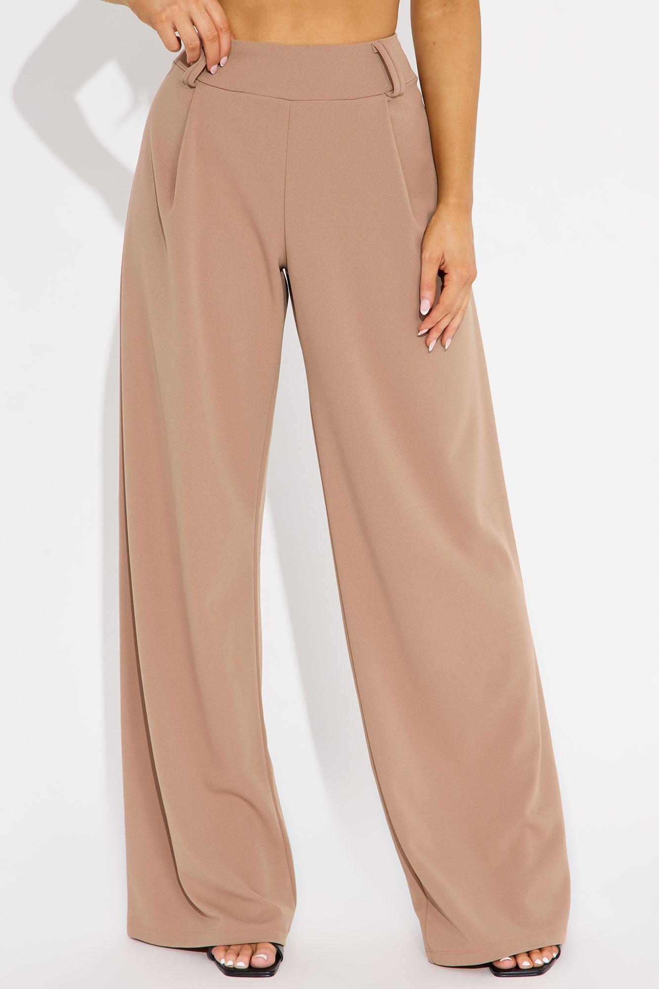 Late To The Meeting Wide Leg Trouser Pant - Mocha Female Product Image