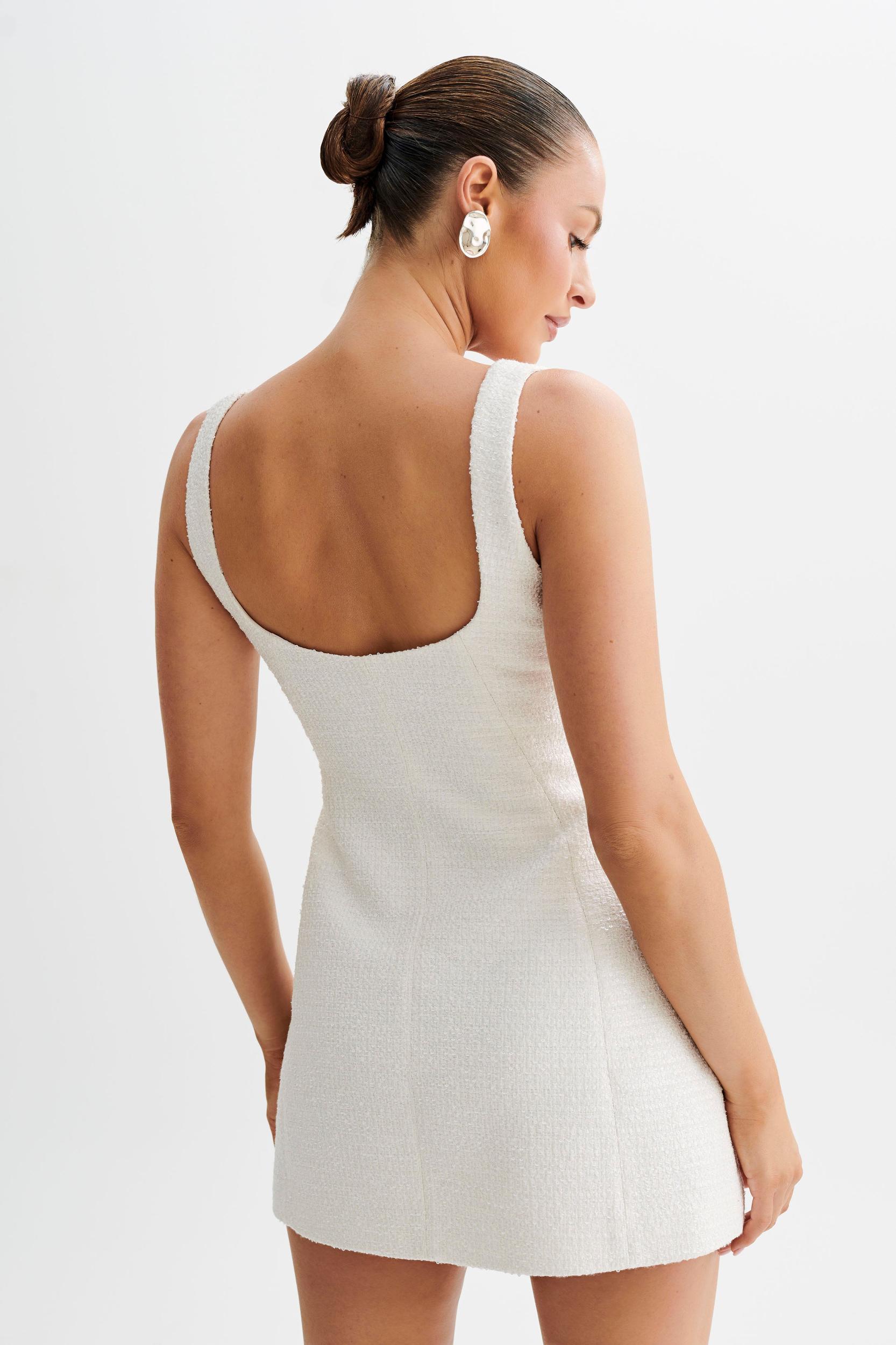Beth Tweed Mini Dress - White Product Image