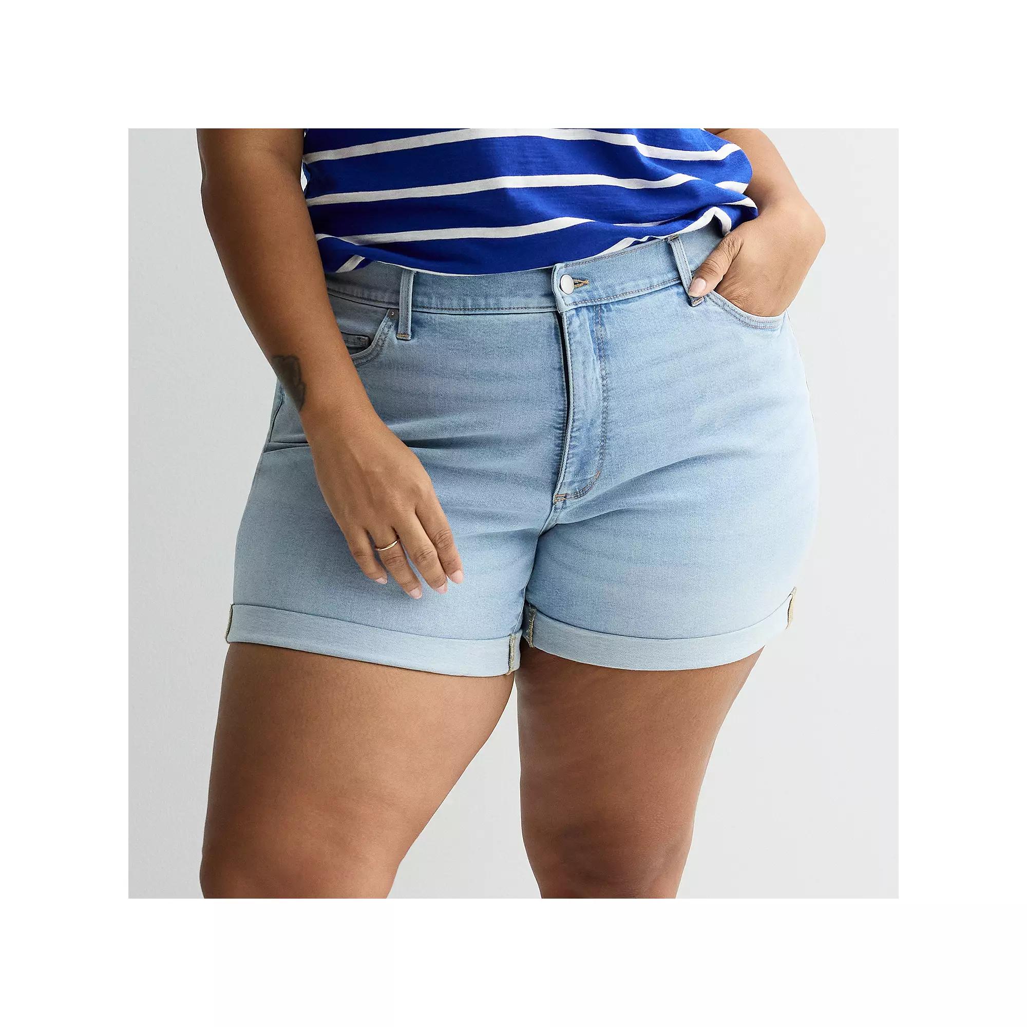 Plus Size Sonoma Goods For Life® Mid Rise Roll Cuff Denim Shorts, Women's, Size: 16 W, Light Blue Product Image