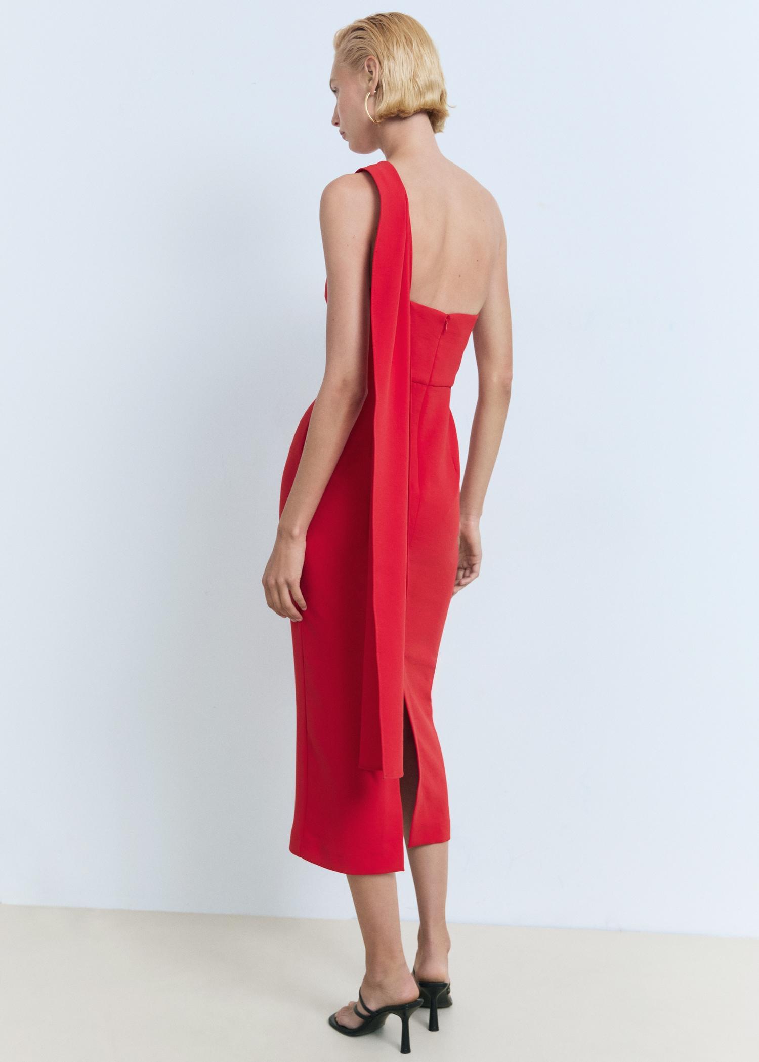Asymmetrical bow-neck dress - Women | MANGO USA Product Image