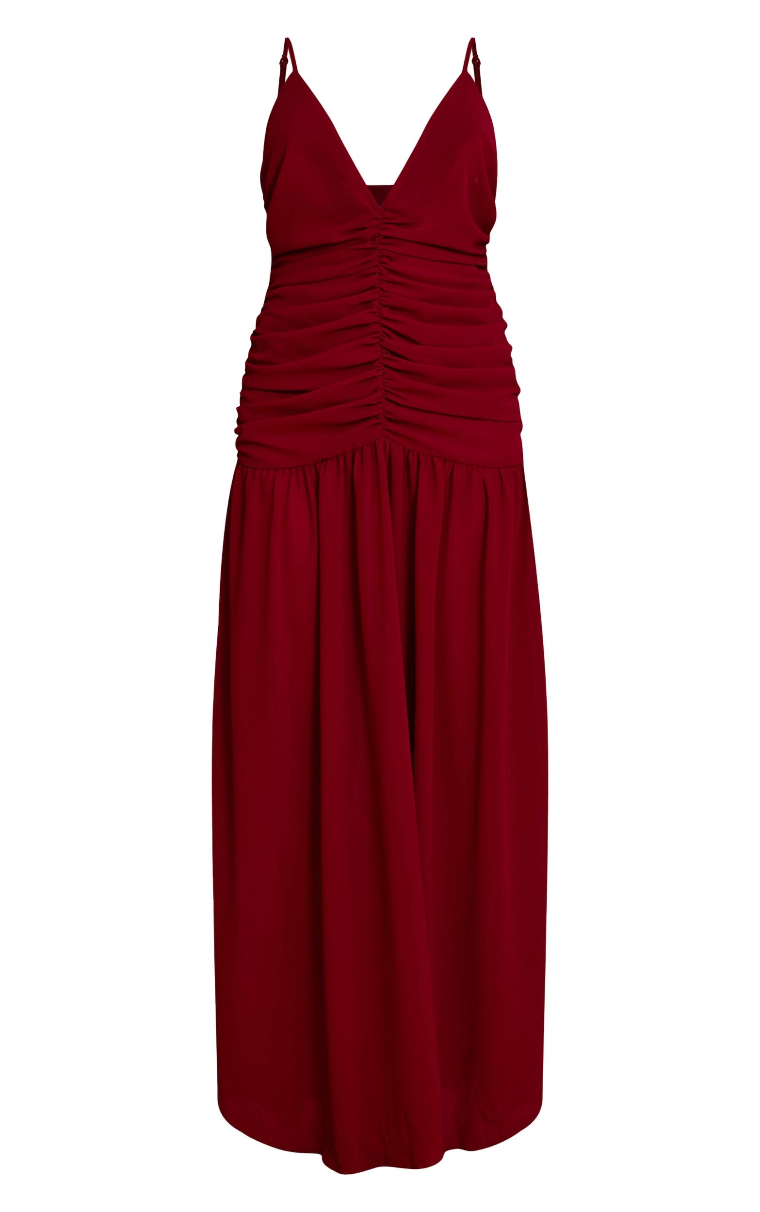 Magenta Chiffon Ruched Maxi Beach Dress Product Image