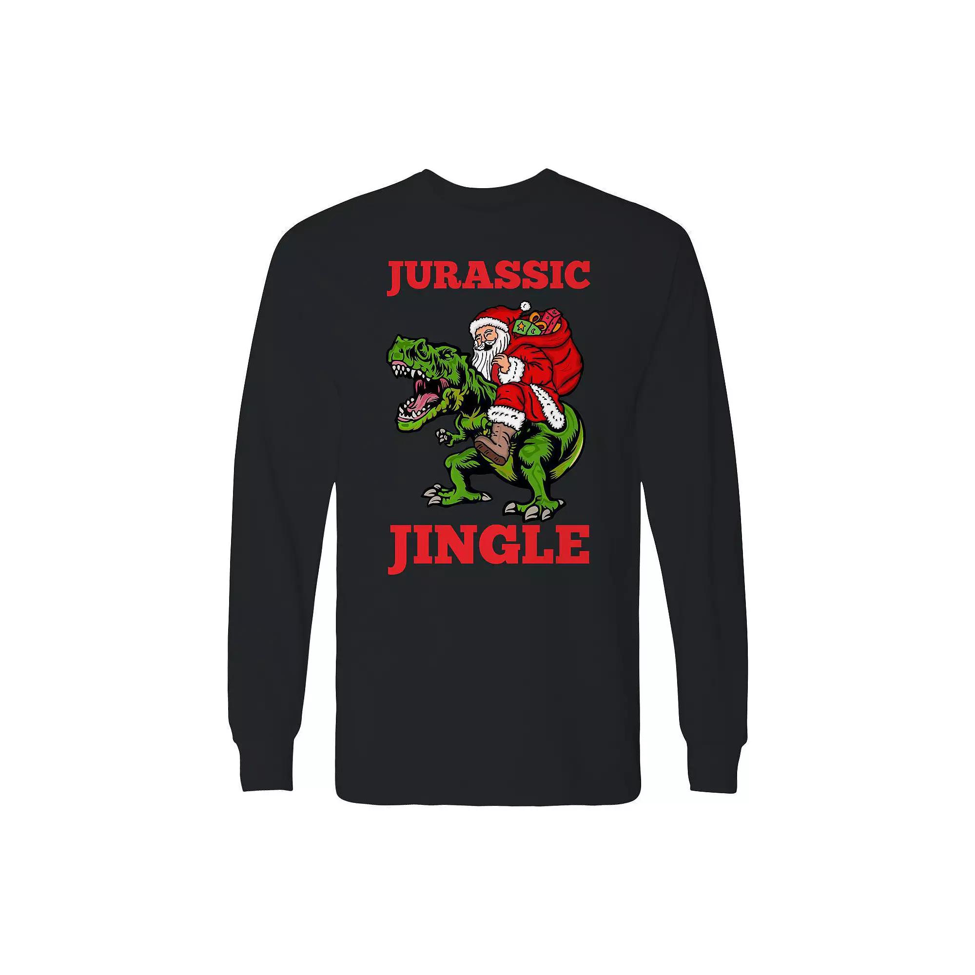 Men's Christmas Jurassic Jingle Trex Long Sleeve Graphic Tee, Adult Unisex,  Product Image