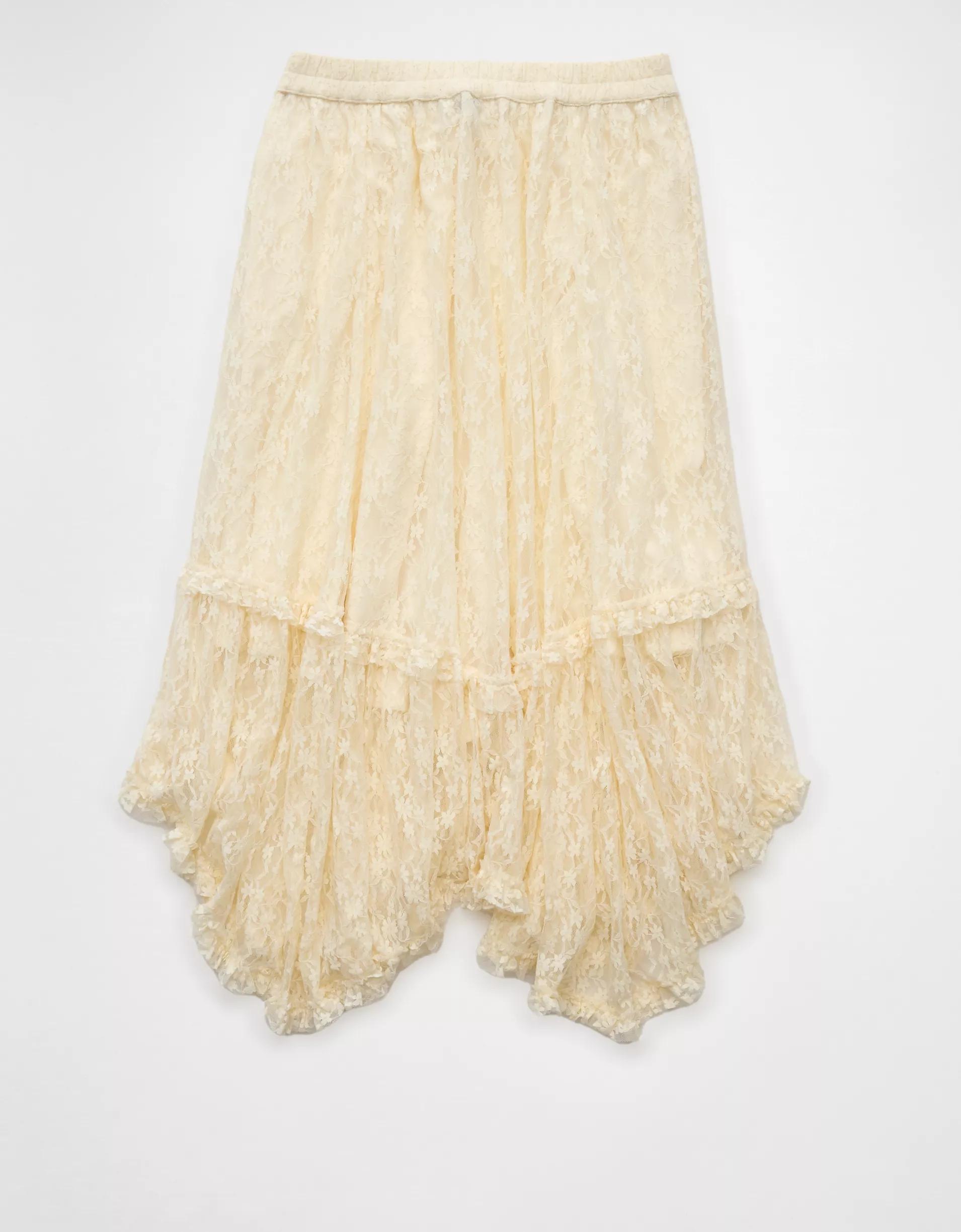 AE Lace Handkerchief Hem Maxi Skirt Product Image