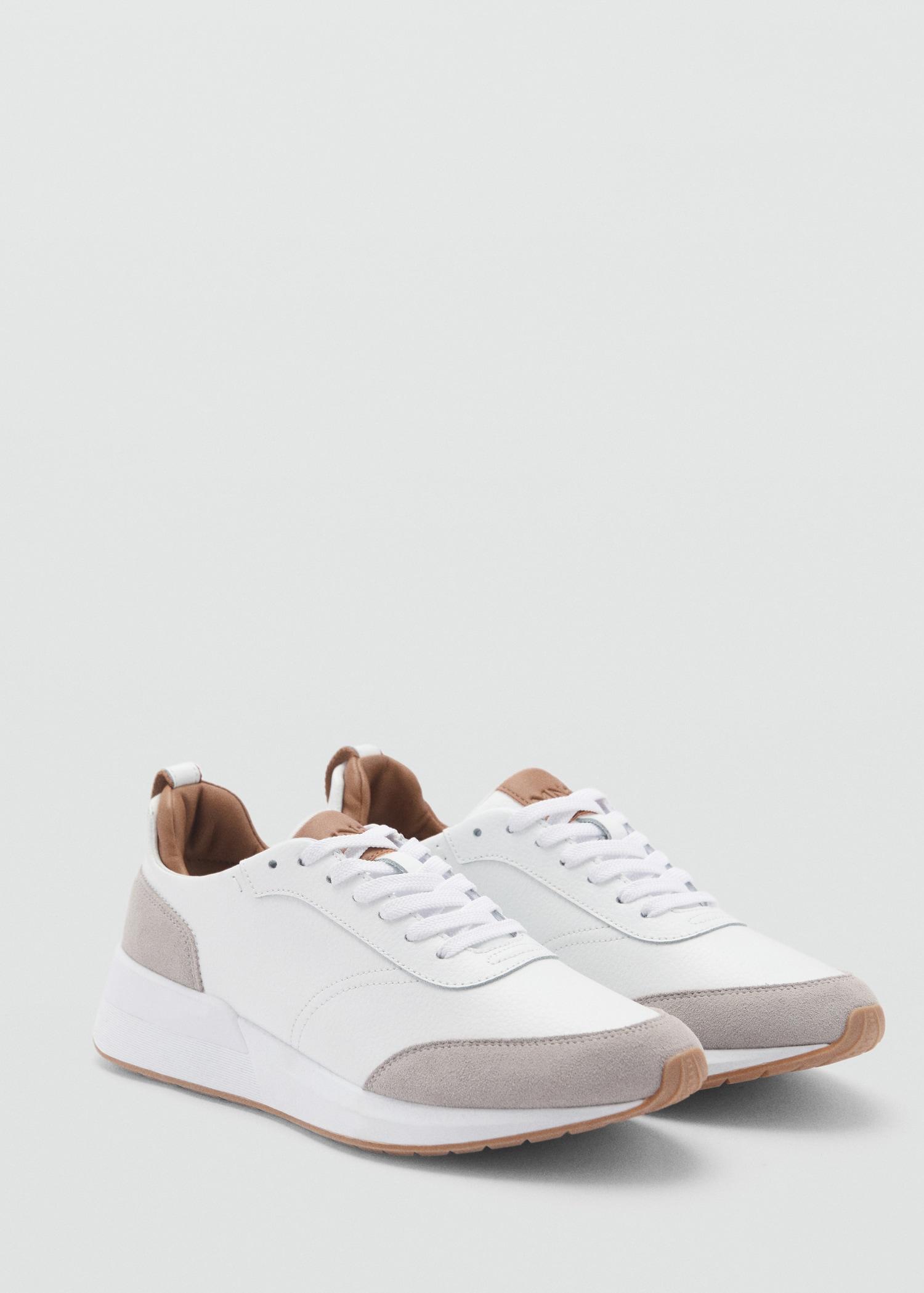 Leather mixed sneakers - Men | MANGO USA Product Image