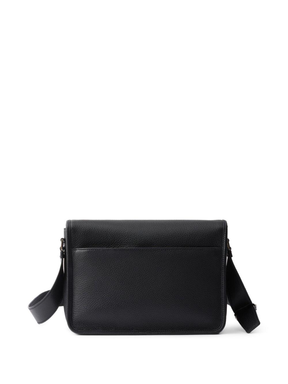 textured leather messenger bag Product Image