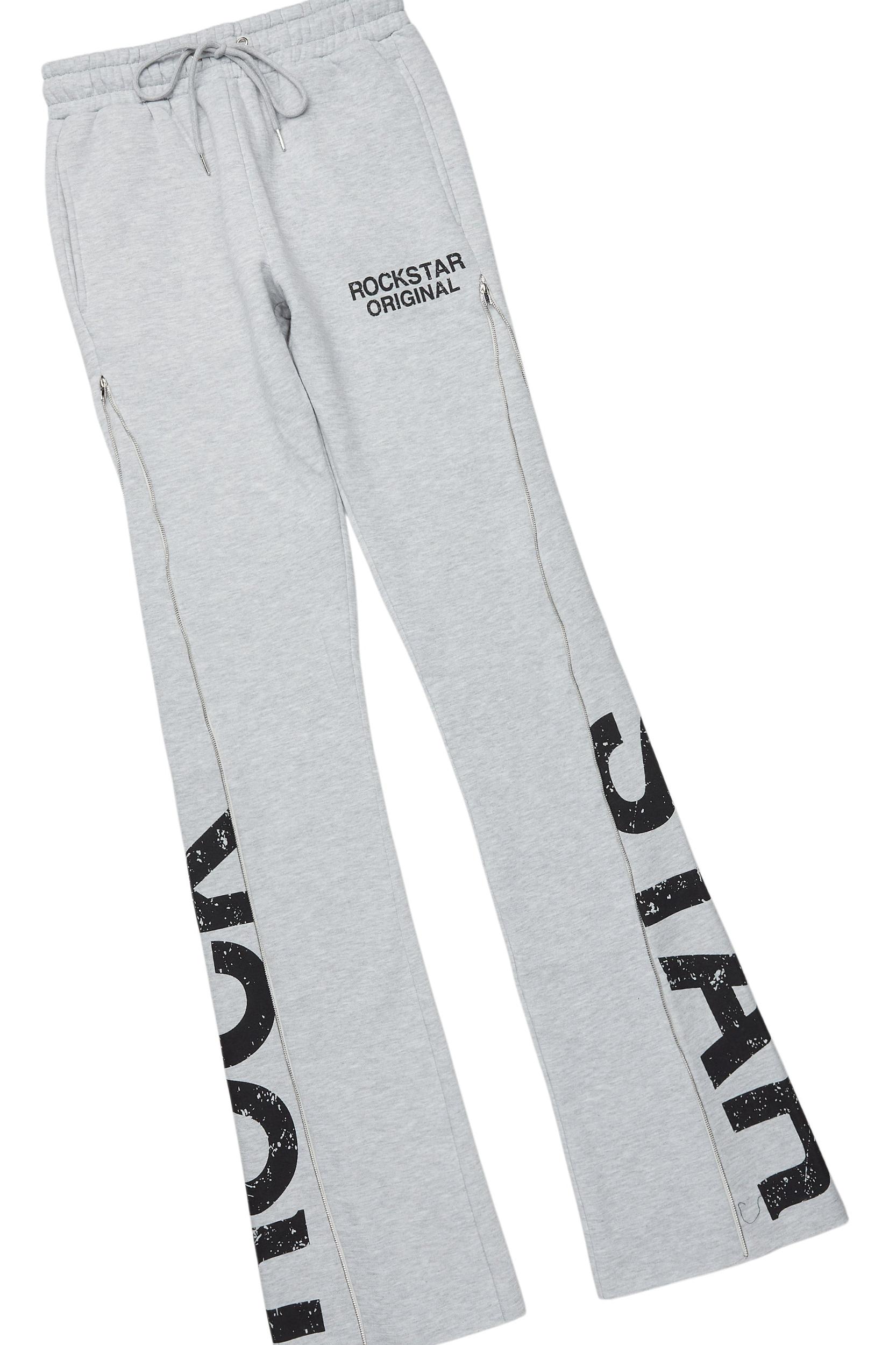 Deniska Heather Grey T-Shirt/Baggy Stacked Flare Track Set Male Product Image