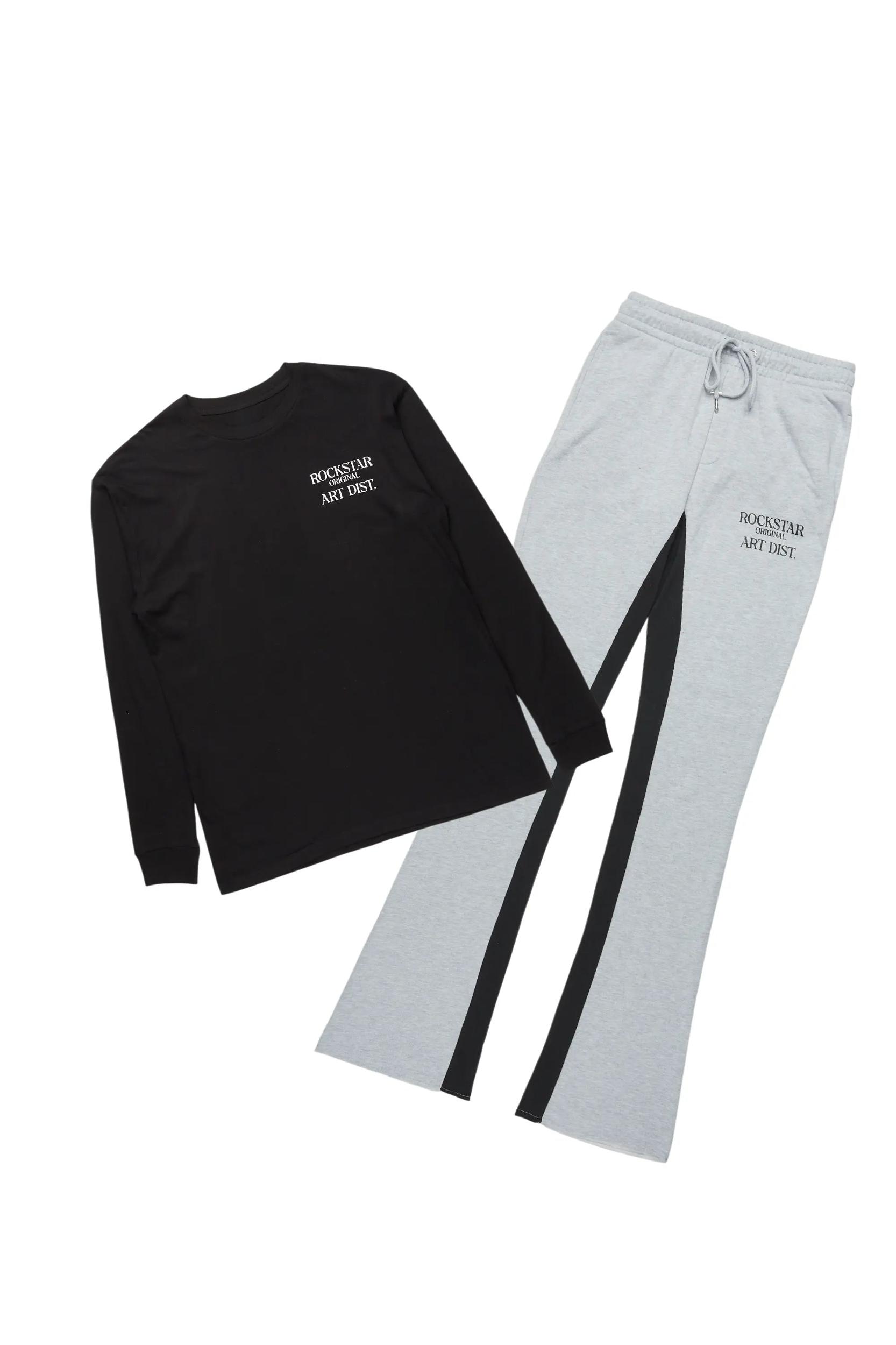 Briggs Black/Grey Long Sleeve T-Shirt/Baggy Pant Set Male Product Image