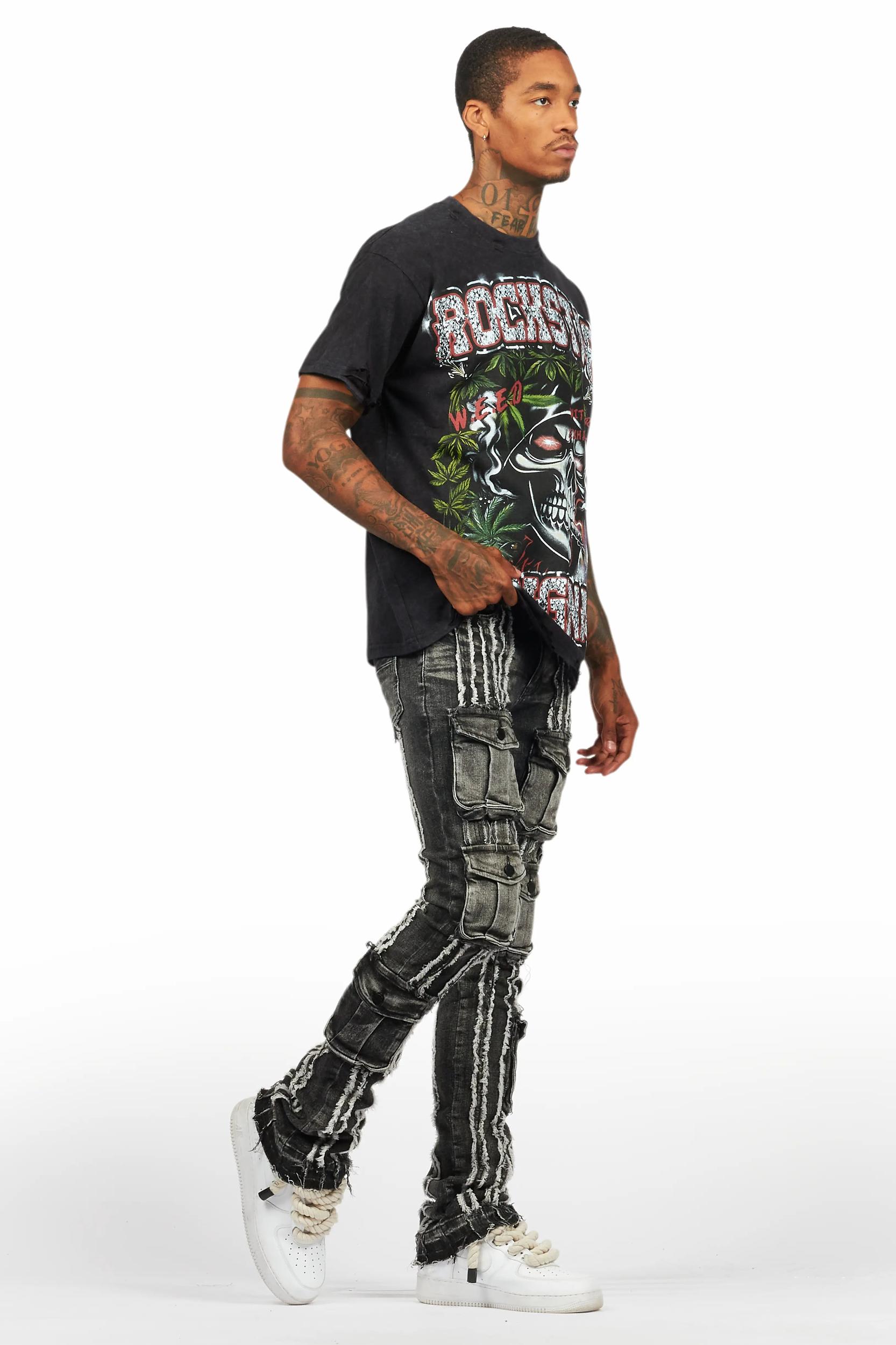 Hyzon Black Oversized Graphic T-Shirt Male Product Image