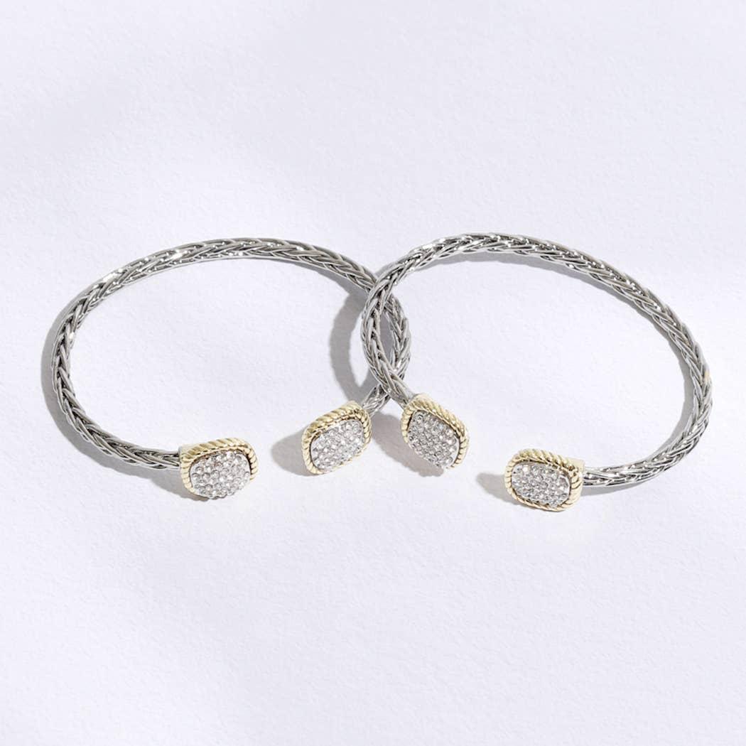 CZ Square Edge Designed Braided Bangle Bracelet Product Image