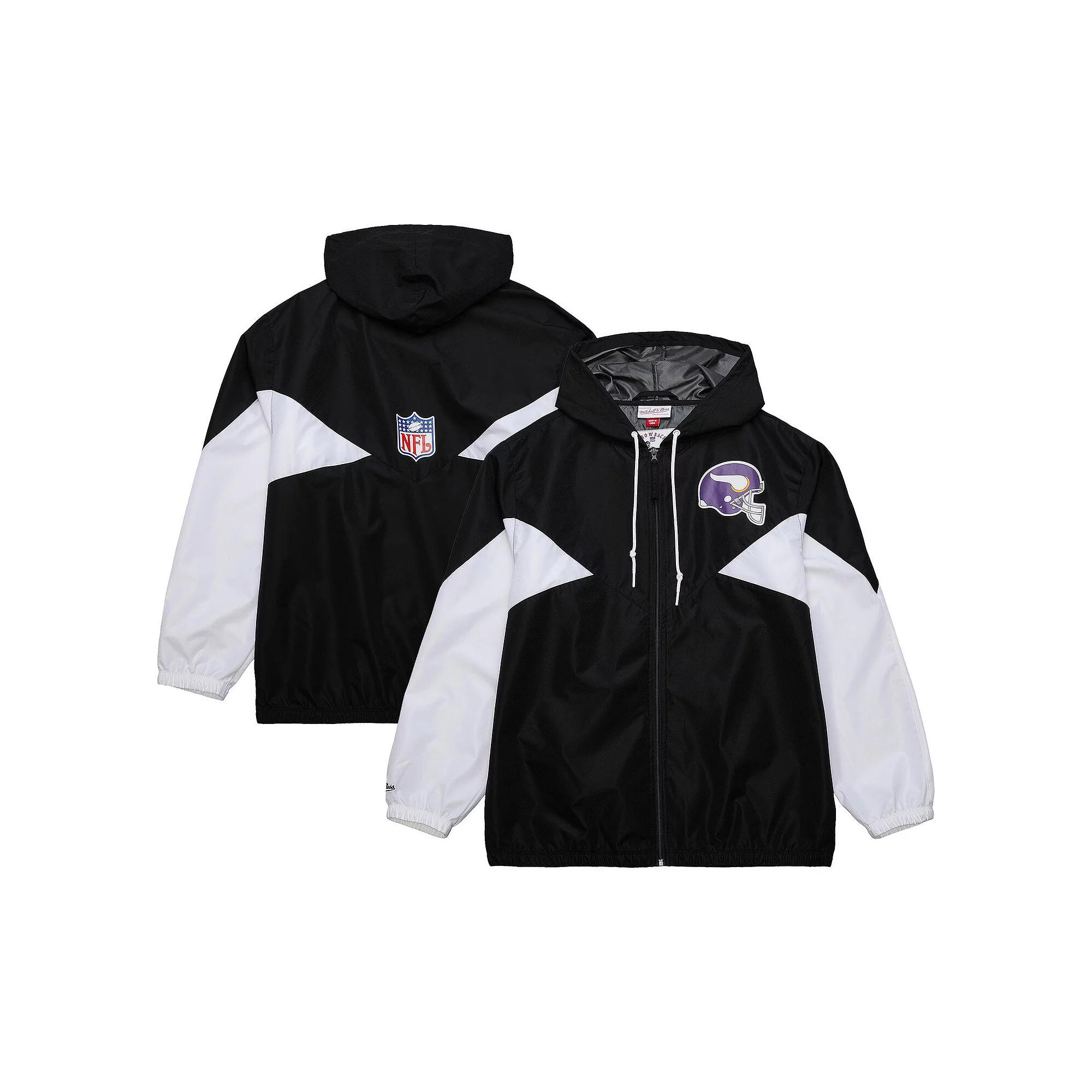 Men's Mitchell & Ness  Black Minnesota Vikings Vintage Logo Ultimate Lightweight Full-Zip Windbreaker, Size: Small Product Image