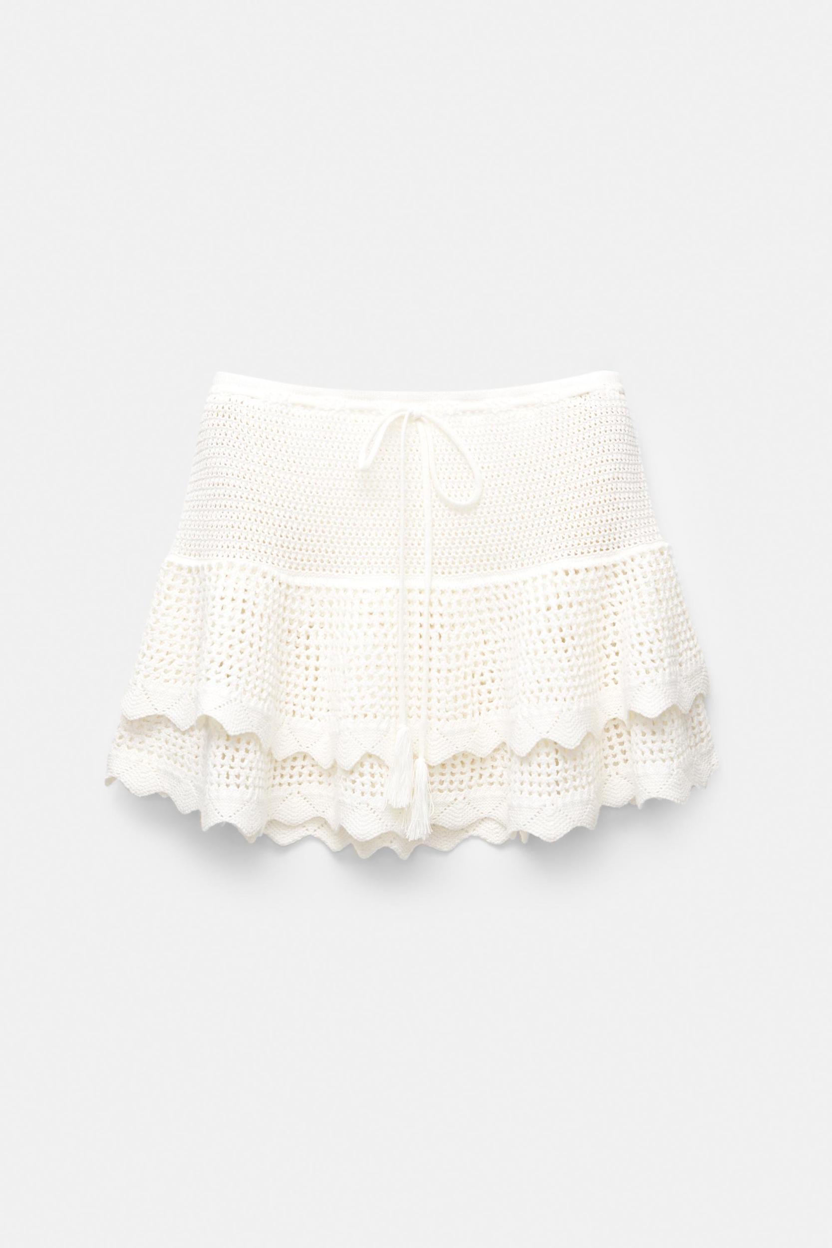 Ruffled crochet mini skirt Product Image