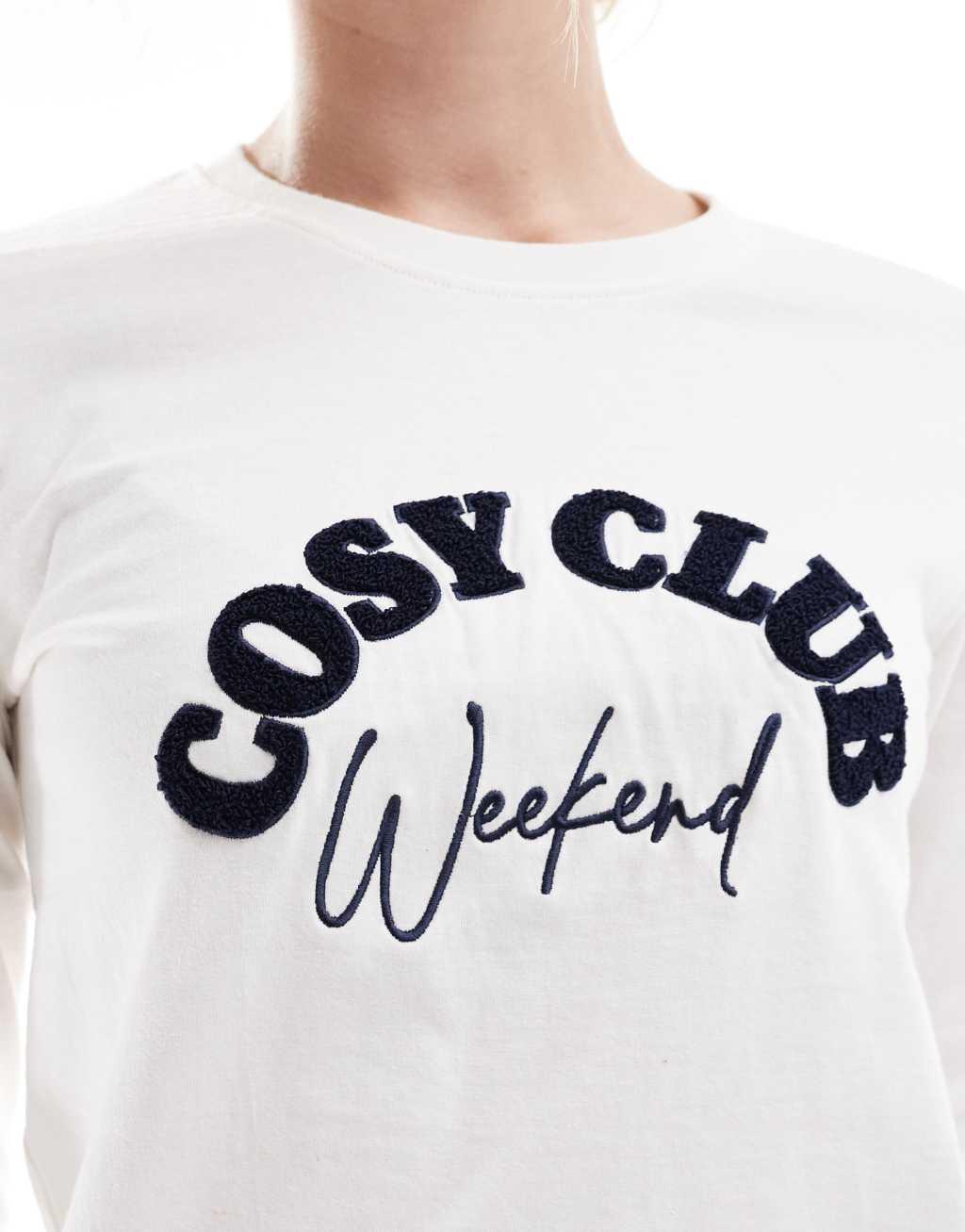 Threadbare Cosy Club long pajamas set with red plaid bottoms  Product Image