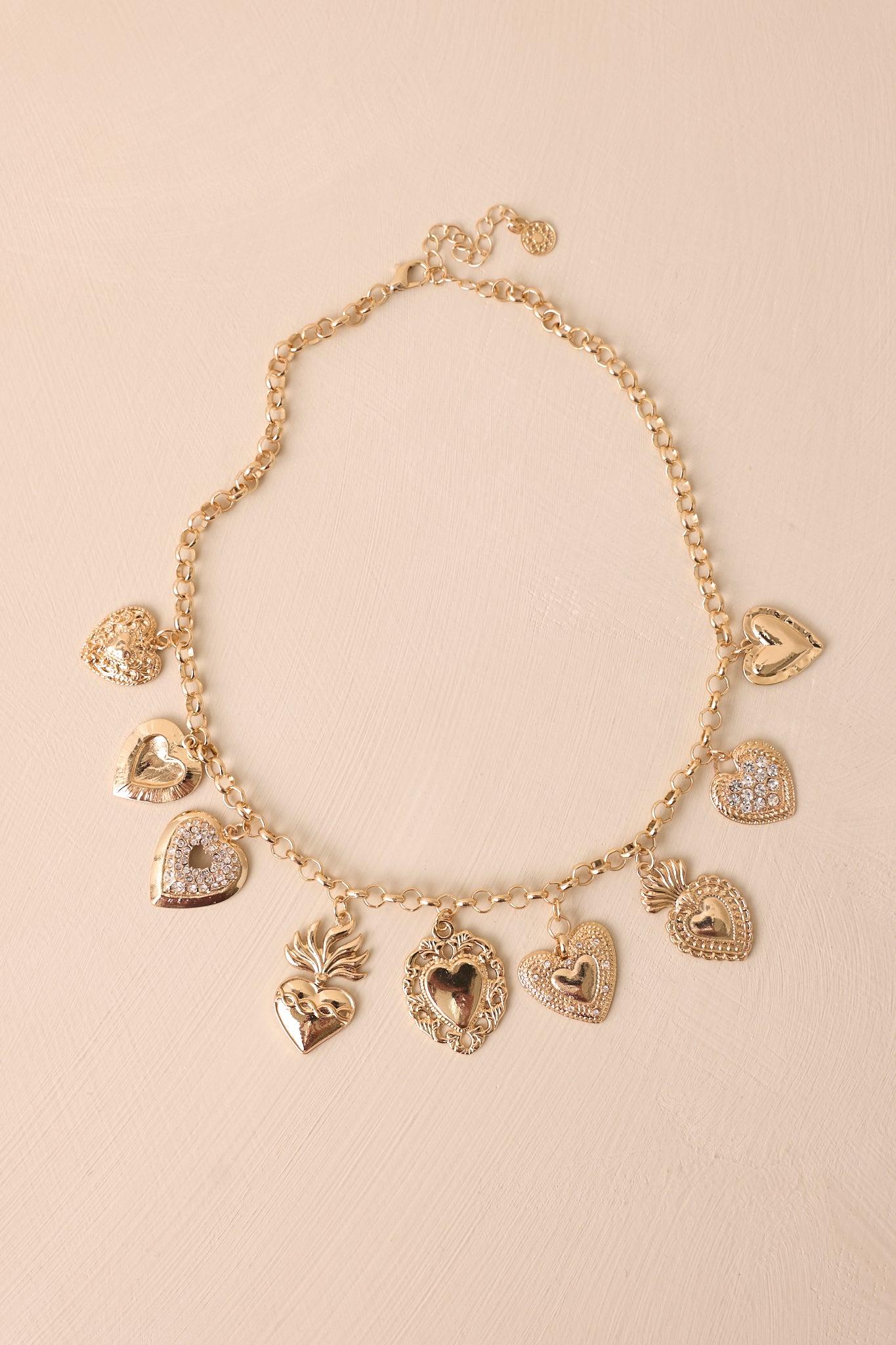 Love Me Maybe Gold Heart Charm Necklace Product Image