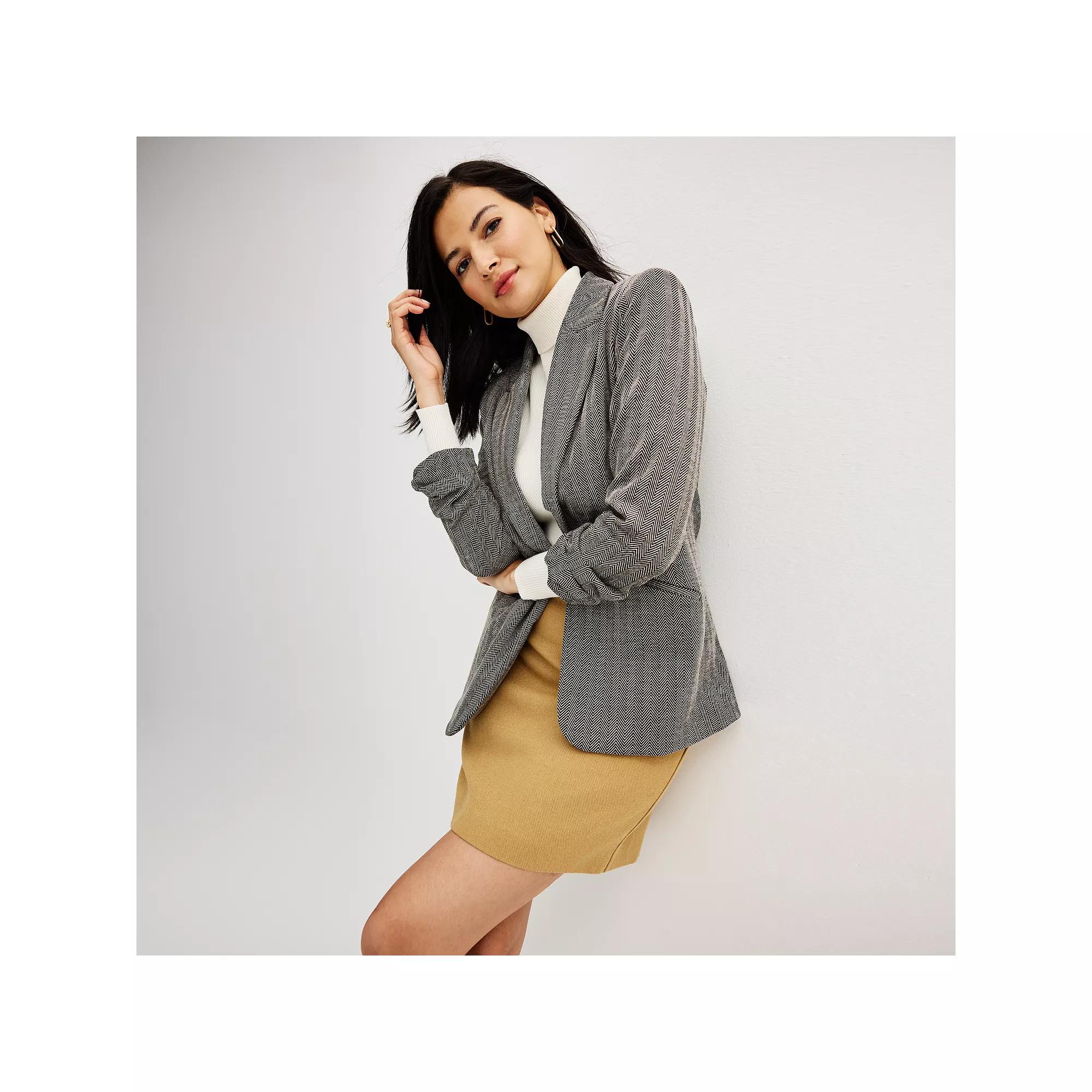 Women's Nine West Knit Closureless Blazer, Size: XXL, Black  Herringbone Product Image