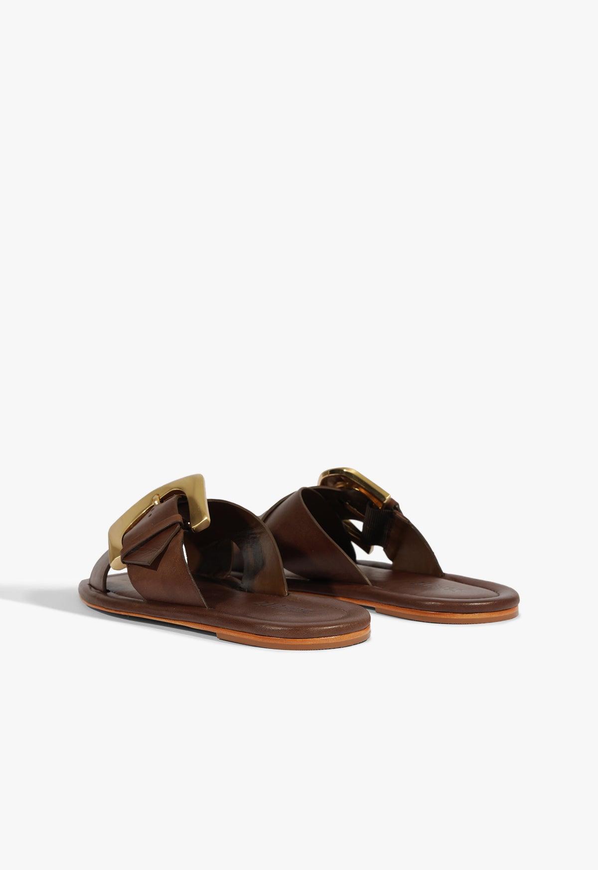 Lois Brown Leather Flat Sandal Product Image