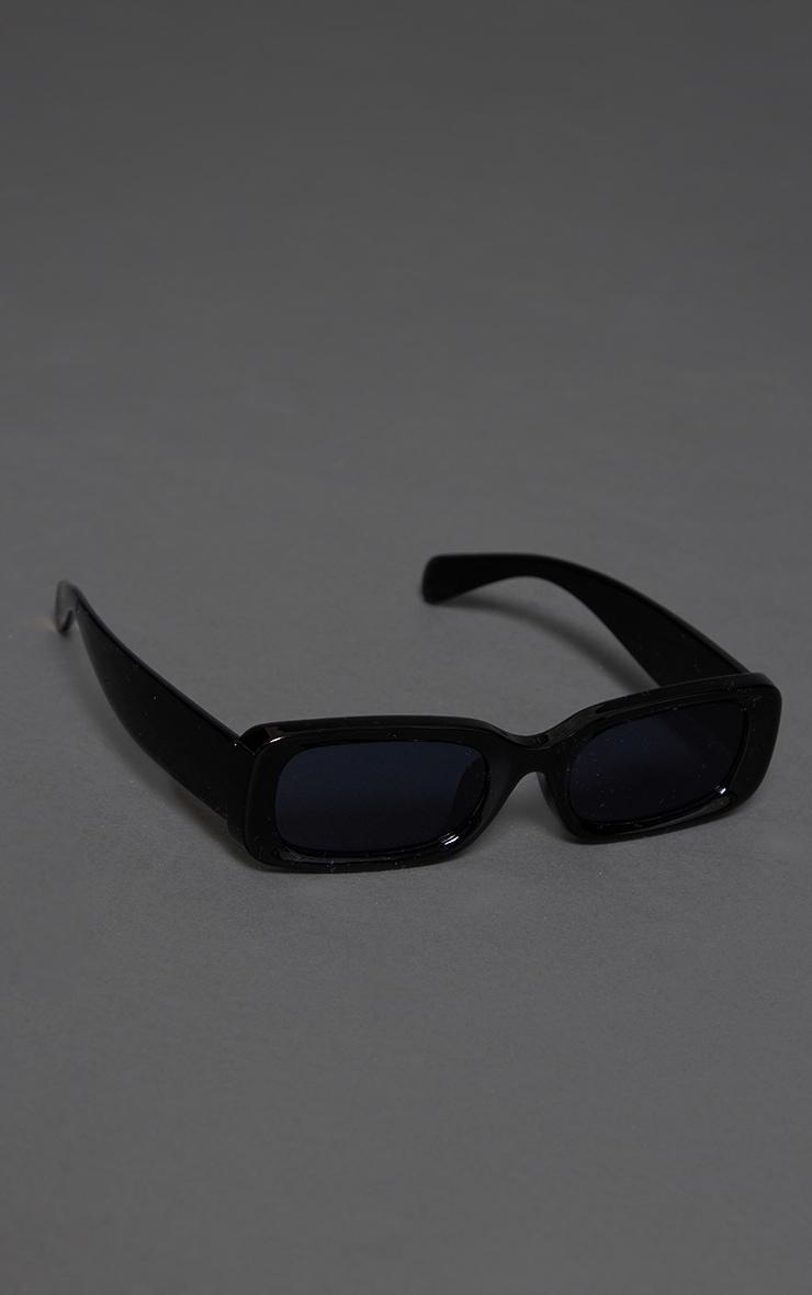 Black Rectangular Slim Frame Sunglasses Product Image