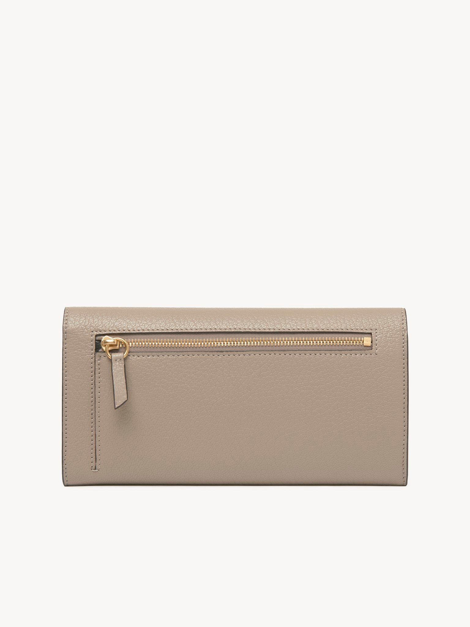 Envelope long wallet with flap in grained leather Product Image