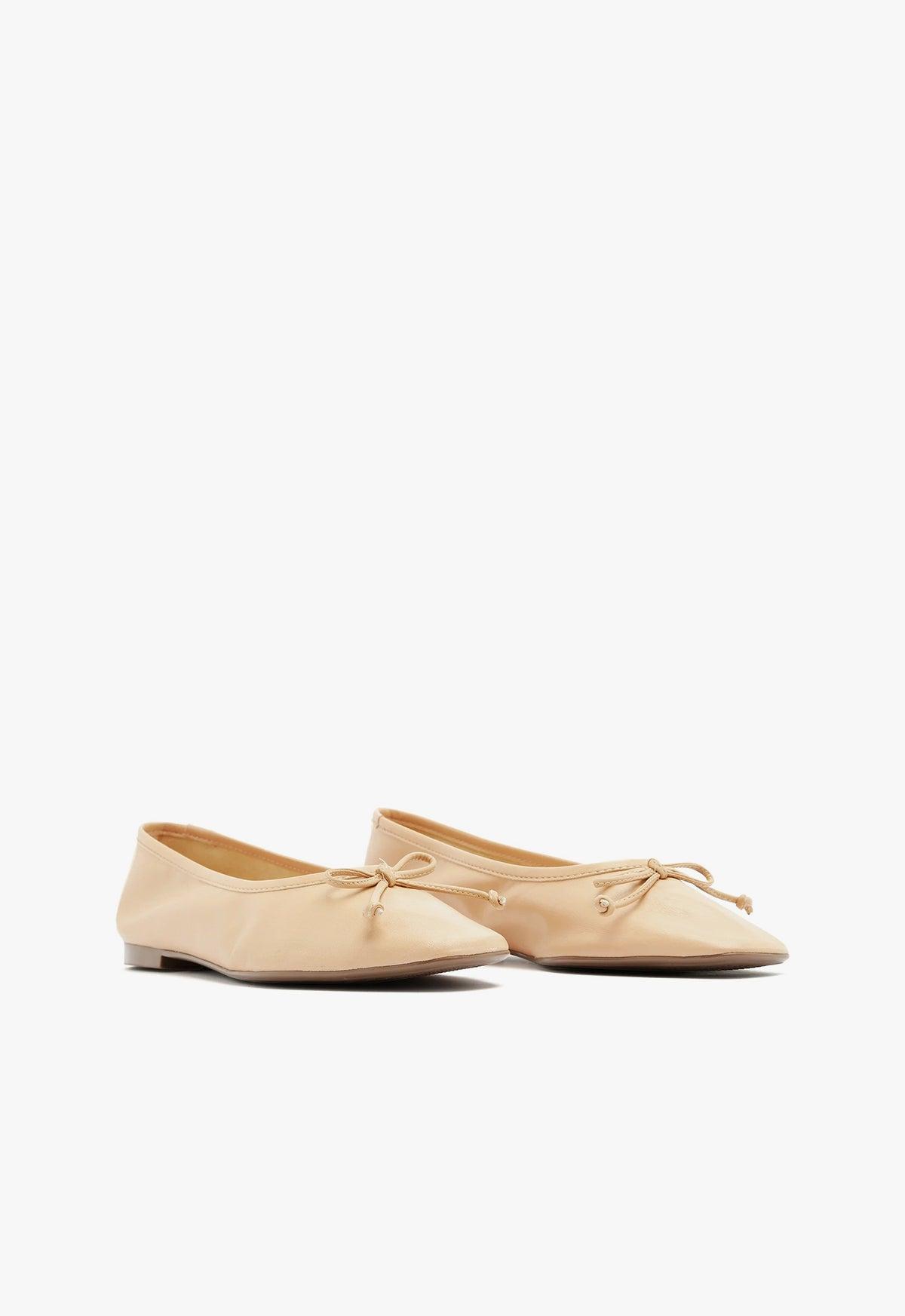 Arissa Beige Leather Ballet Flat Female Product Image