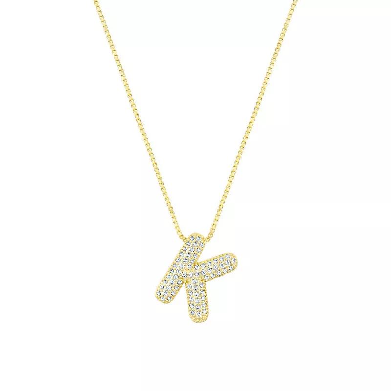 Adornia 14k Gold Plated Pave Bubble Letter Necklace, Womens Product Image