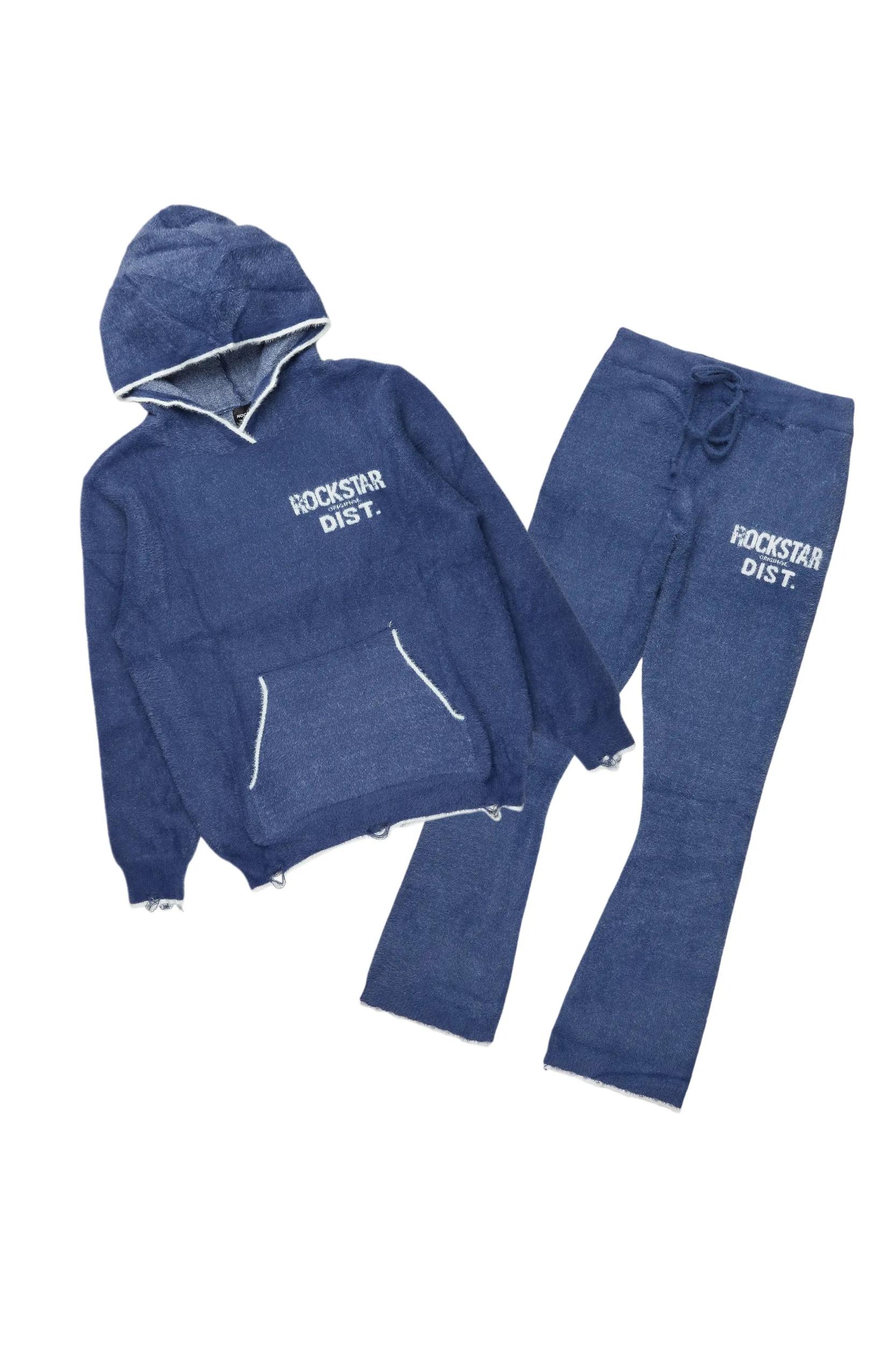 Lake Navy Mohair Knit Track Set Male Product Image