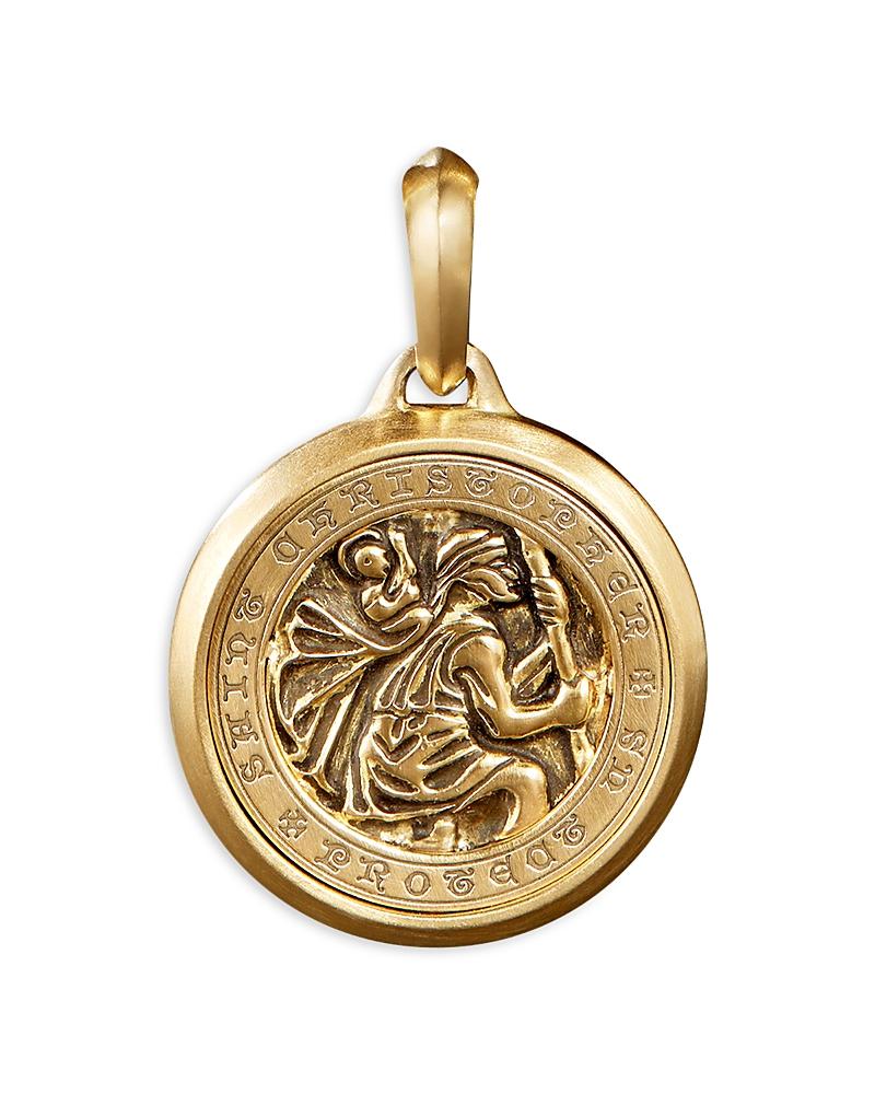 Mens St. Christopher Amulet in 18K Yellow Gold, 34.5mm Product Image