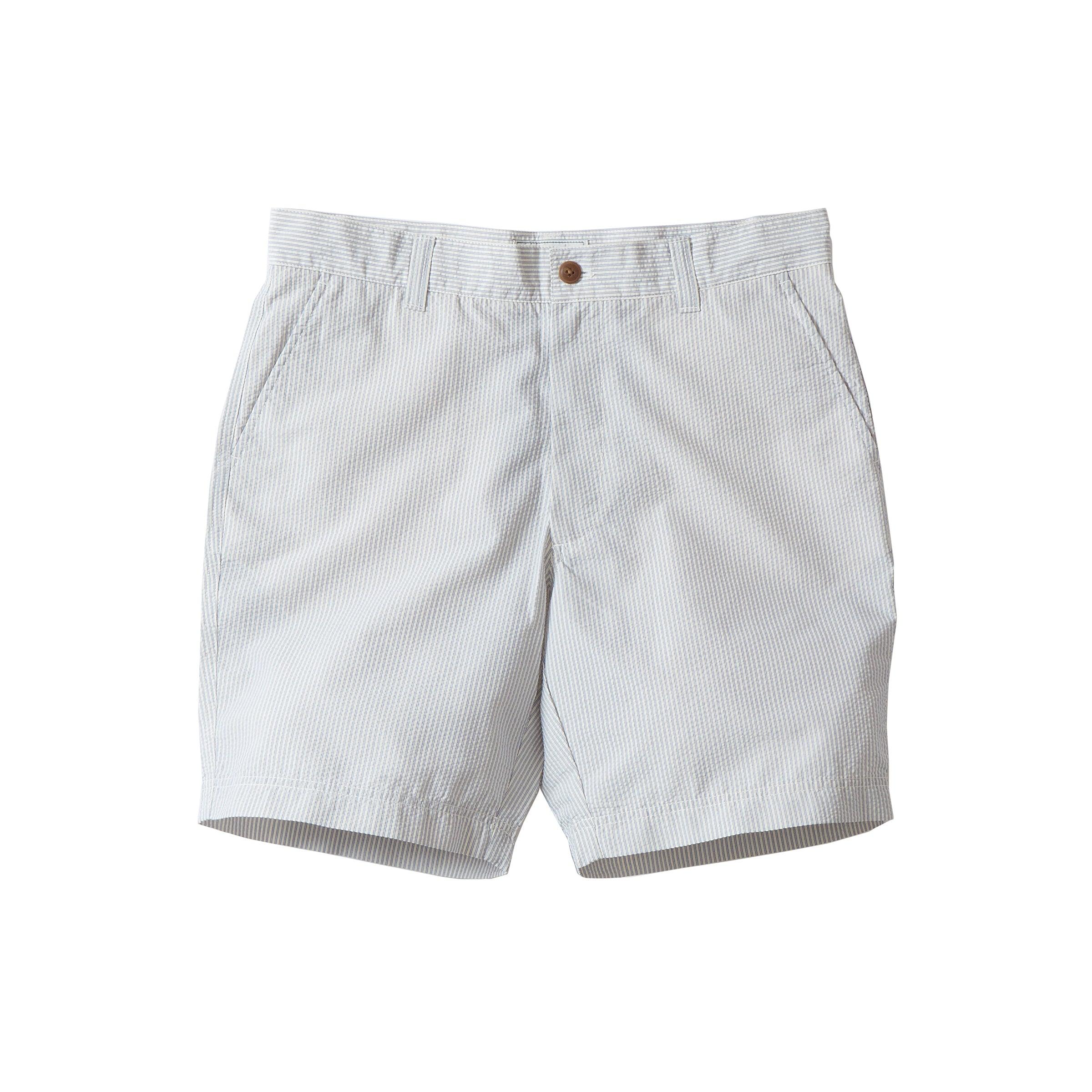 Seersucker Drawcord Shorts - Cream Blue Stripe * Product Image