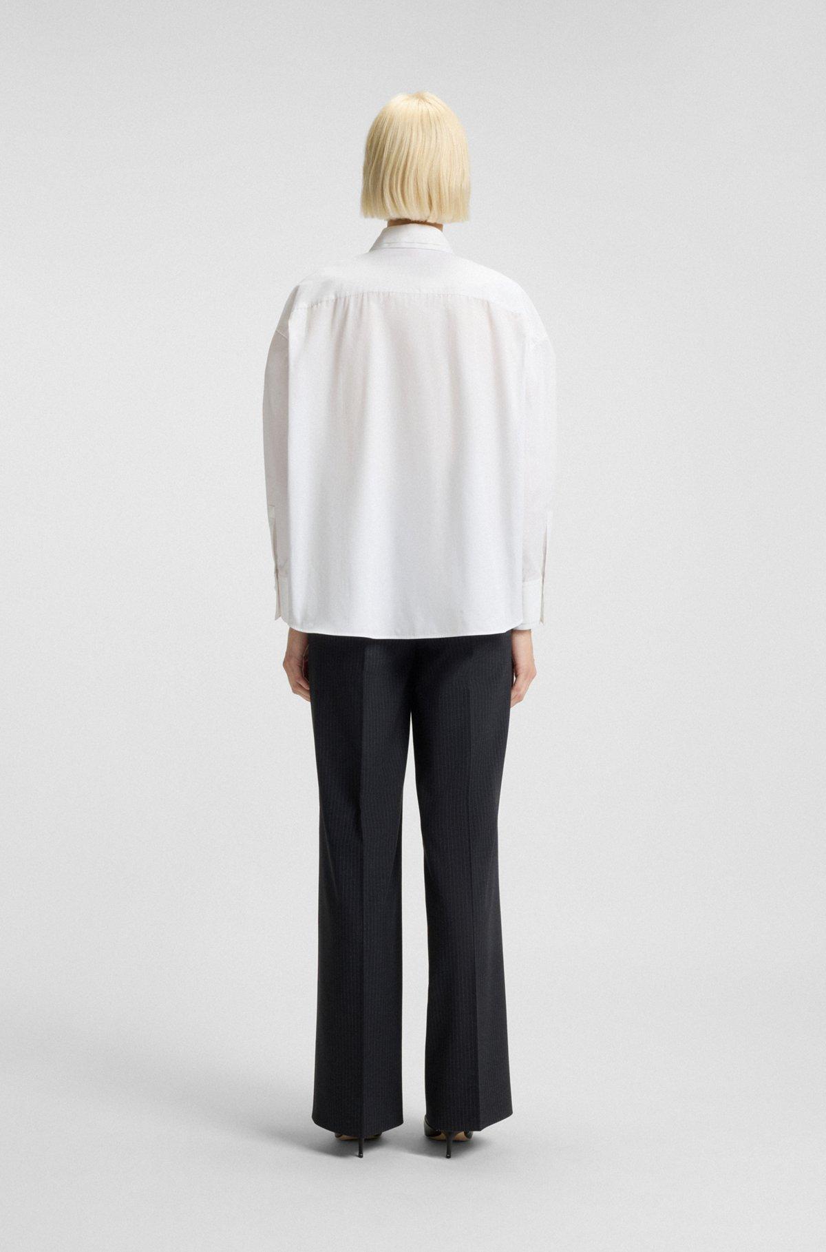 Regular-fit blouse with stacked-logo button Product Image