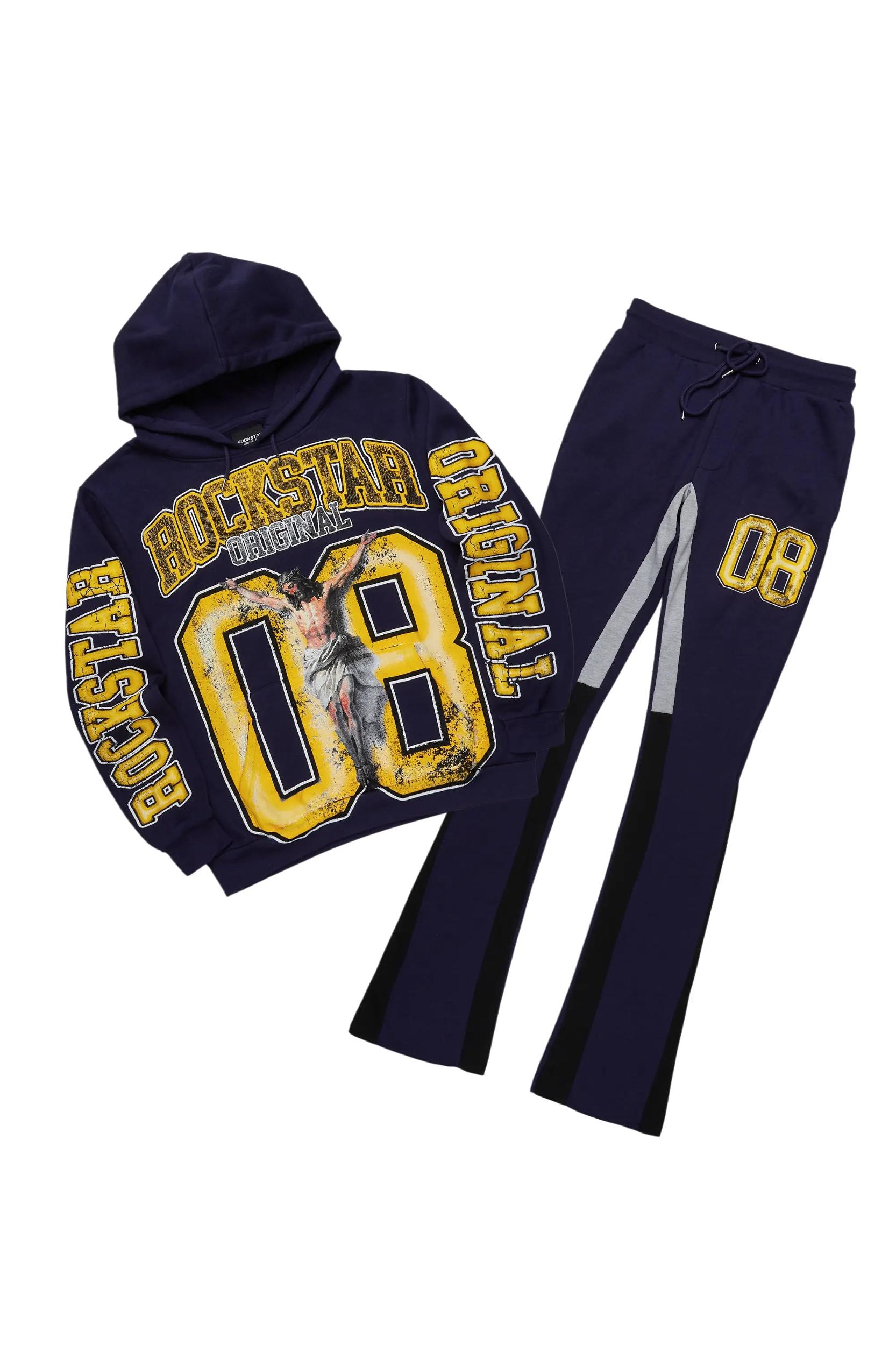 Fields Navy Stacked Flare Hoodie Track Set Male Product Image