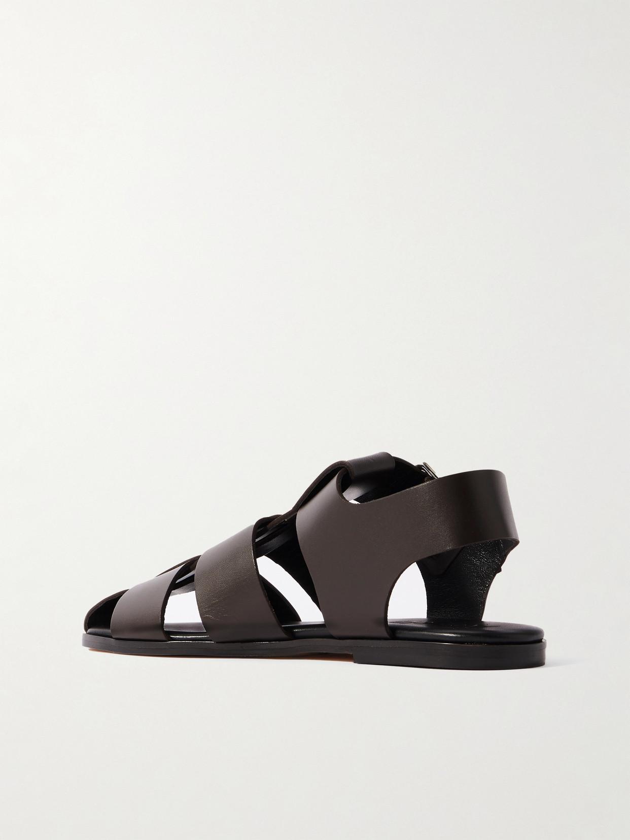AEYDE 10mm Whit Leather Fisherman Sandals In Black Product Image